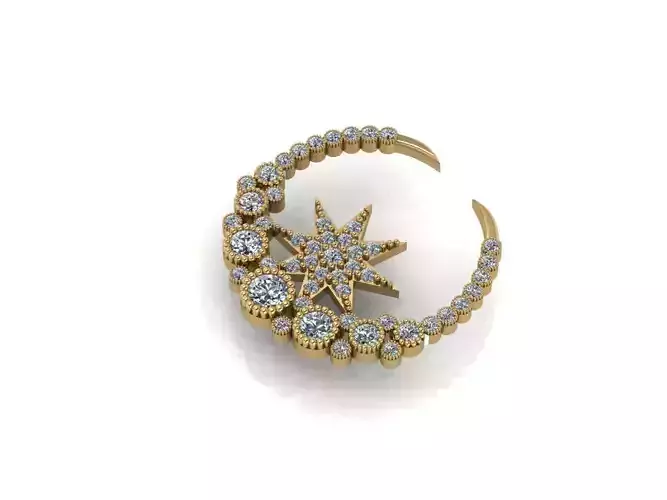 3d moon star necklace 