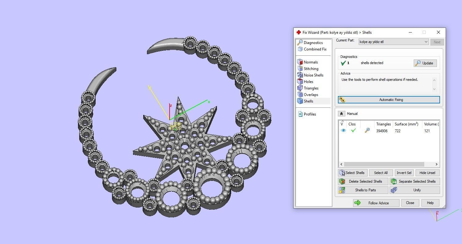 3d moon star necklace  3D model_3