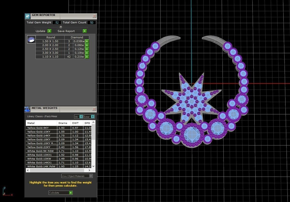 3d moon star necklace  3D model_2