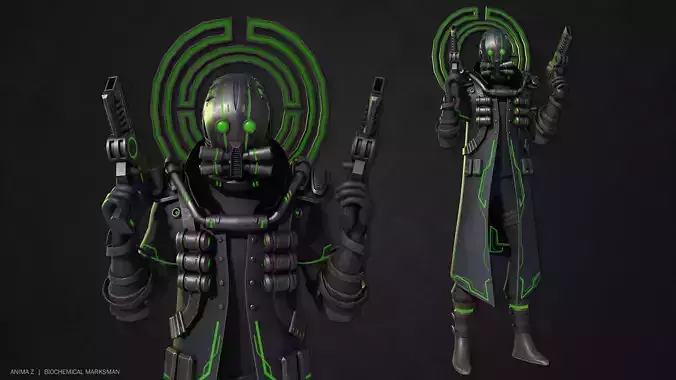 Biochemical marksman Low-poly 3D model