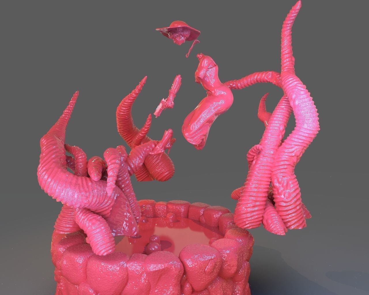 Jenny Barnes VS Dark Young Of Niggurath Diorama 3D print model_18
