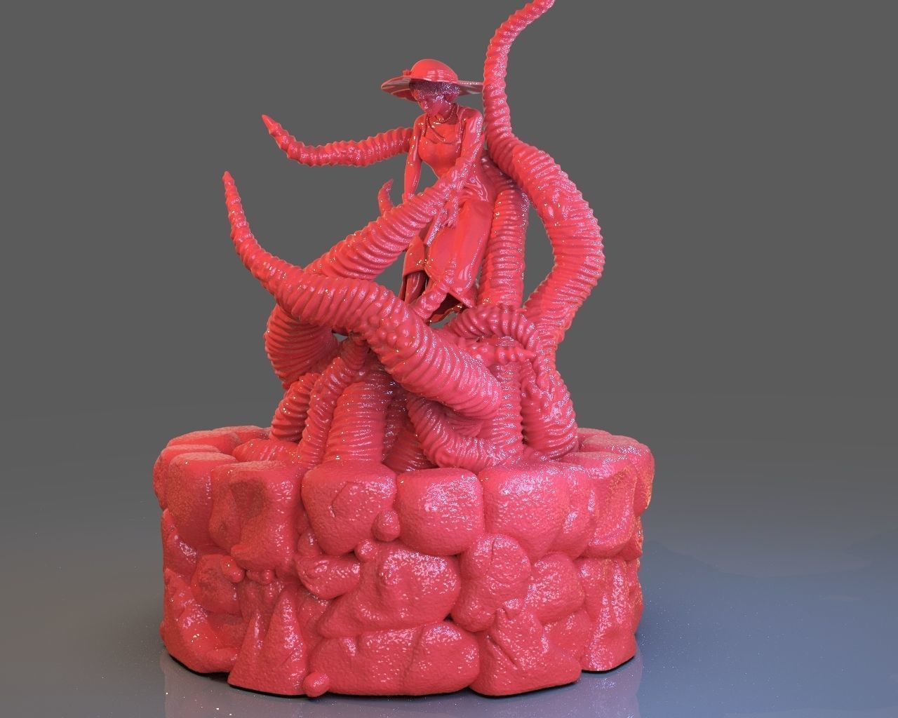 Jenny Barnes VS Dark Young Of Niggurath Diorama 3D print model_3