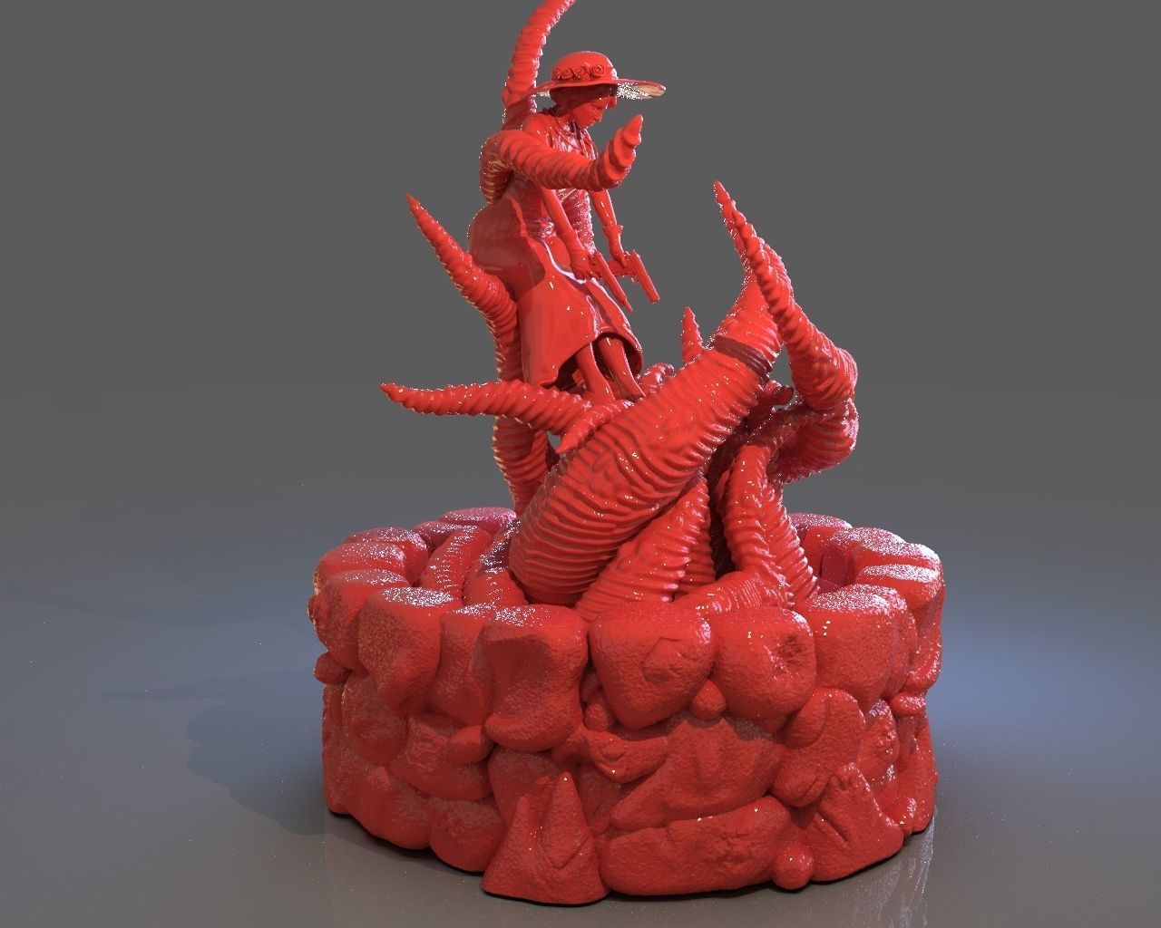 Jenny Barnes VS Dark Young Of Niggurath Diorama 3D print model_9