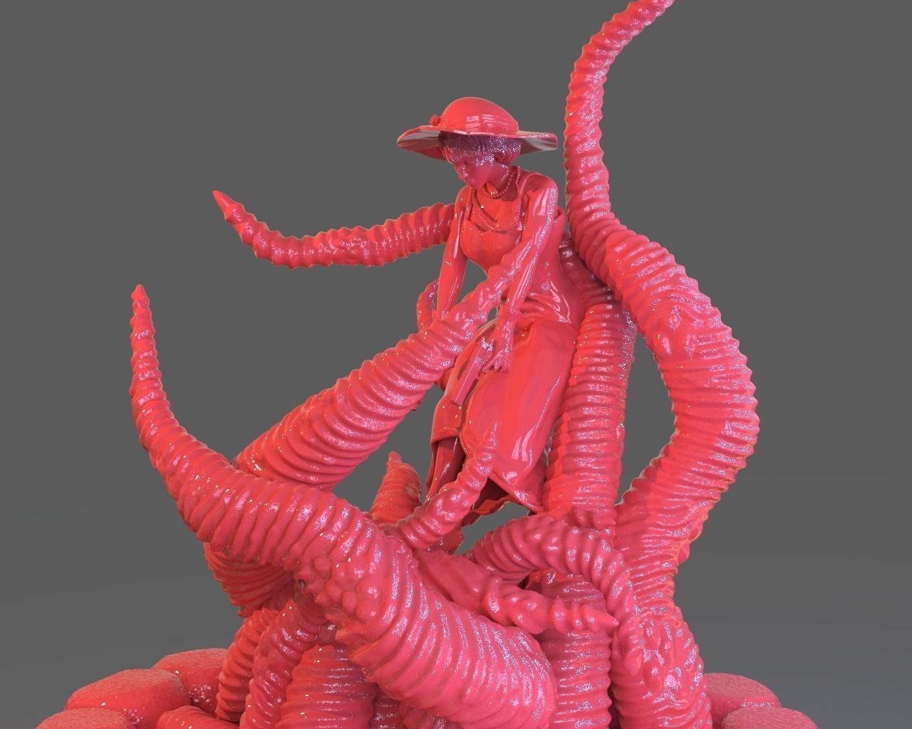 Jenny Barnes VS Dark Young Of Niggurath Diorama 3D print model_10