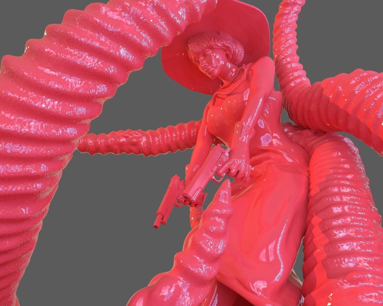 Jenny Barnes VS Dark Young Of Niggurath Diorama 3D print model_25