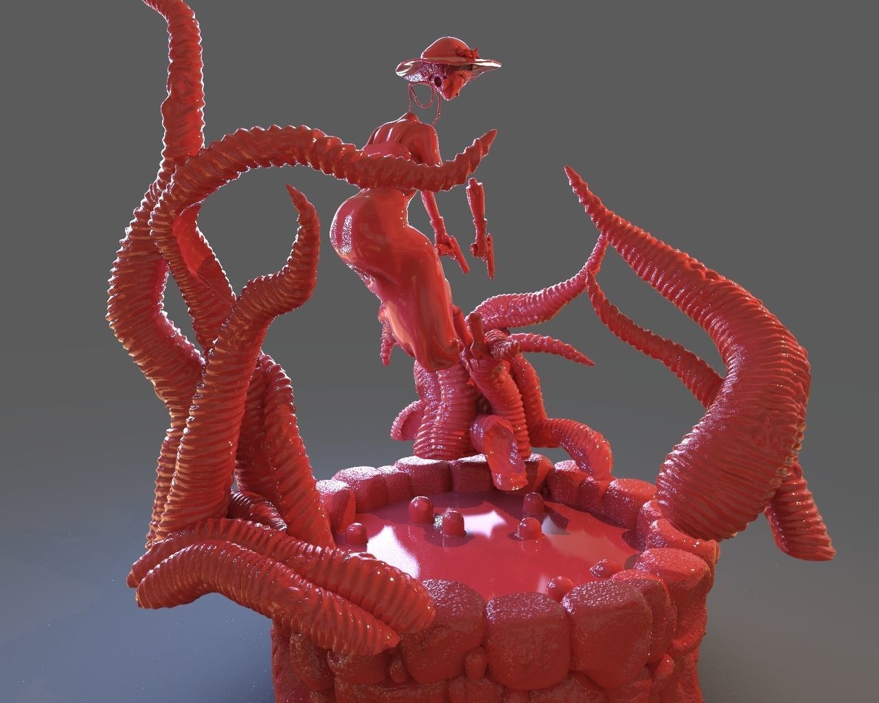 Jenny Barnes VS Dark Young Of Niggurath Diorama 3D print model_20