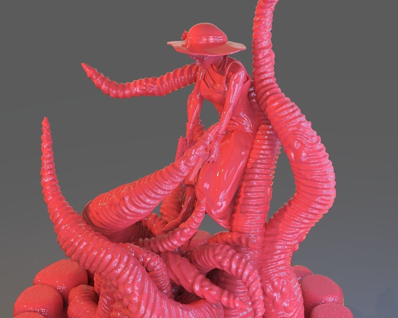 Jenny Barnes VS Dark Young Of Niggurath Diorama 3D print model_12