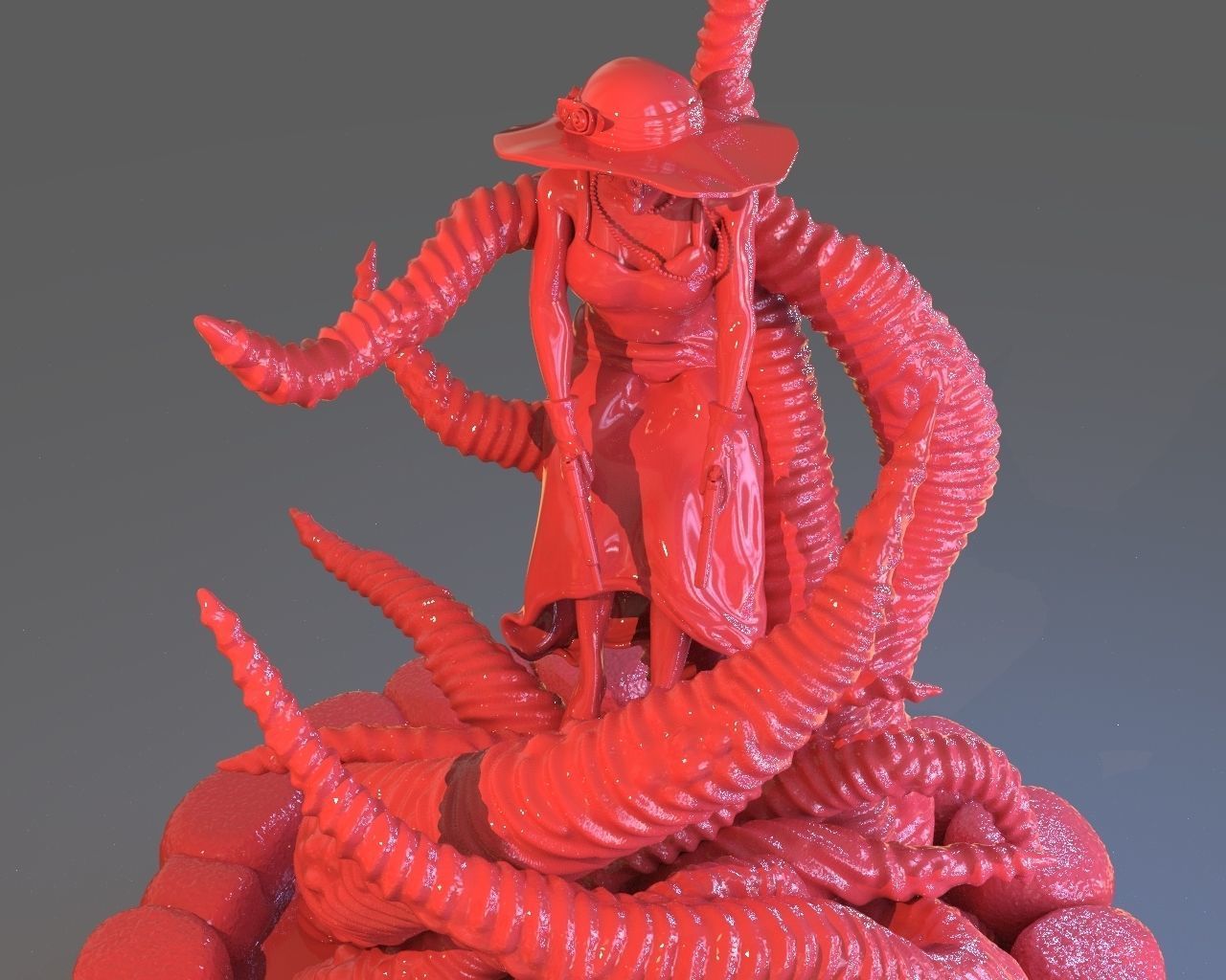 Jenny Barnes VS Dark Young Of Niggurath Diorama 3D print model_11