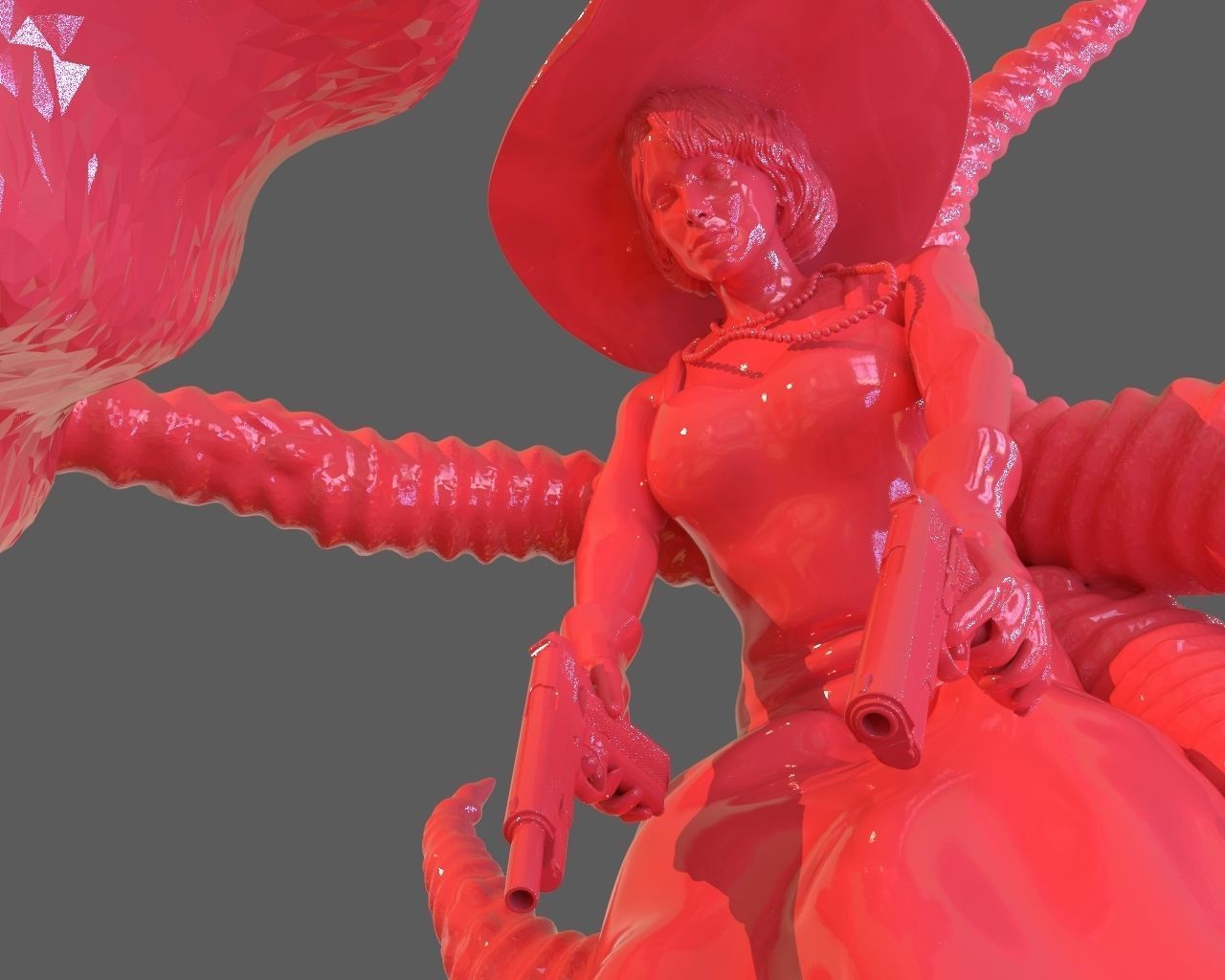 Jenny Barnes VS Dark Young Of Niggurath Diorama 3D print model_26