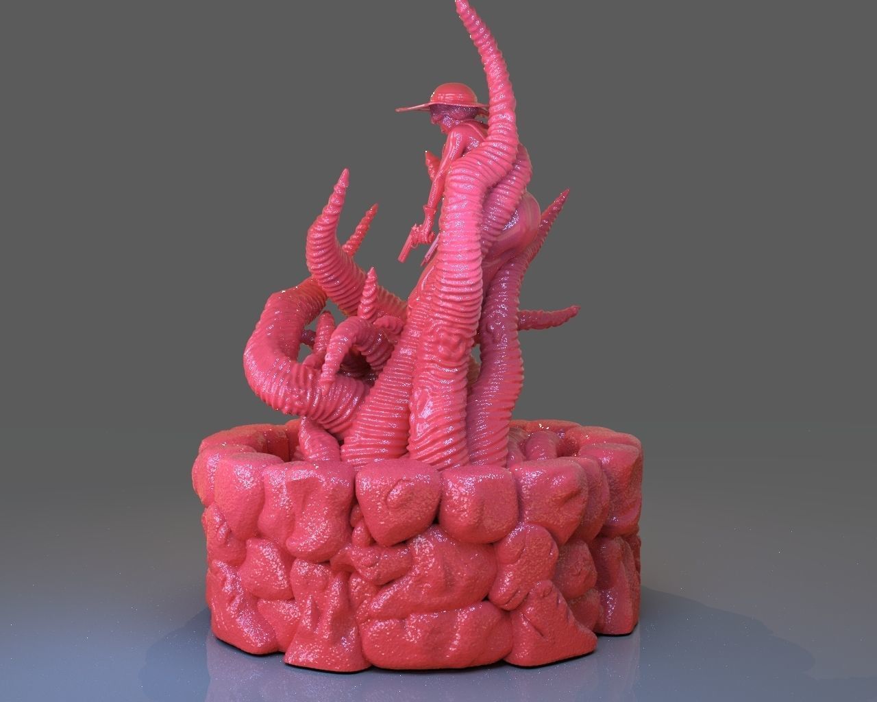 Jenny Barnes VS Dark Young Of Niggurath Diorama 3D print model_5