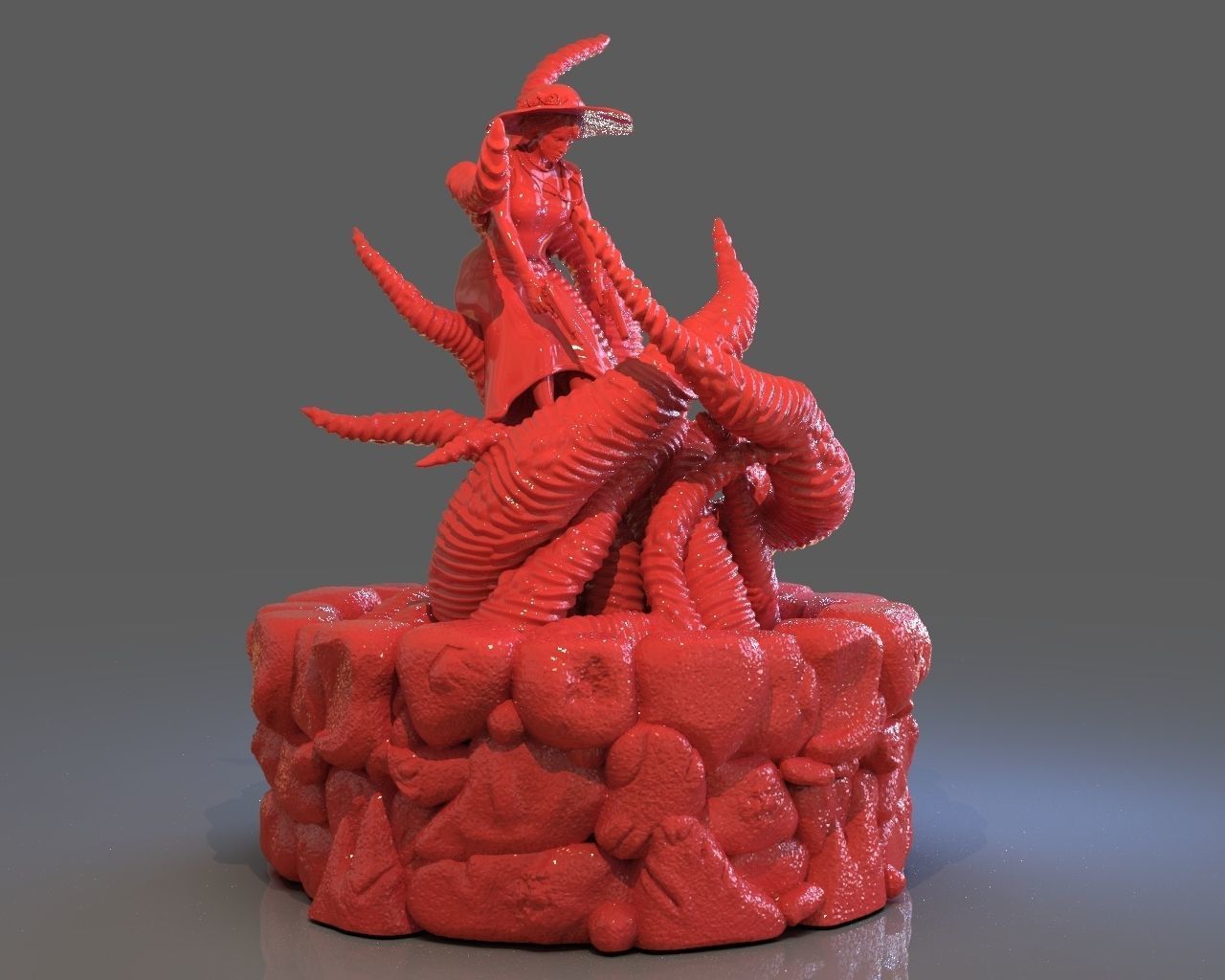 Jenny Barnes VS Dark Young Of Niggurath Diorama 3D print model_1