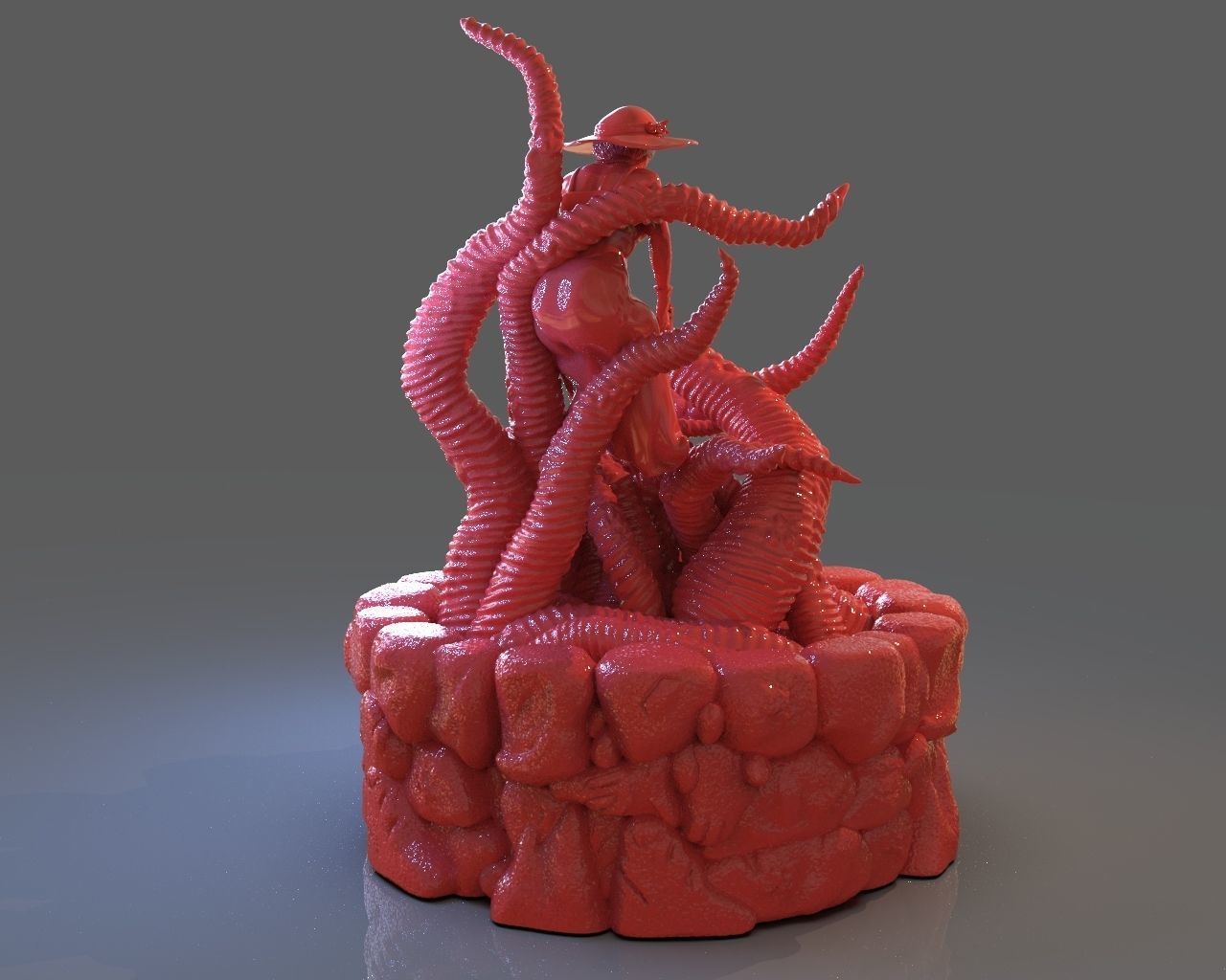 Jenny Barnes VS Dark Young Of Niggurath Diorama 3D print model_7