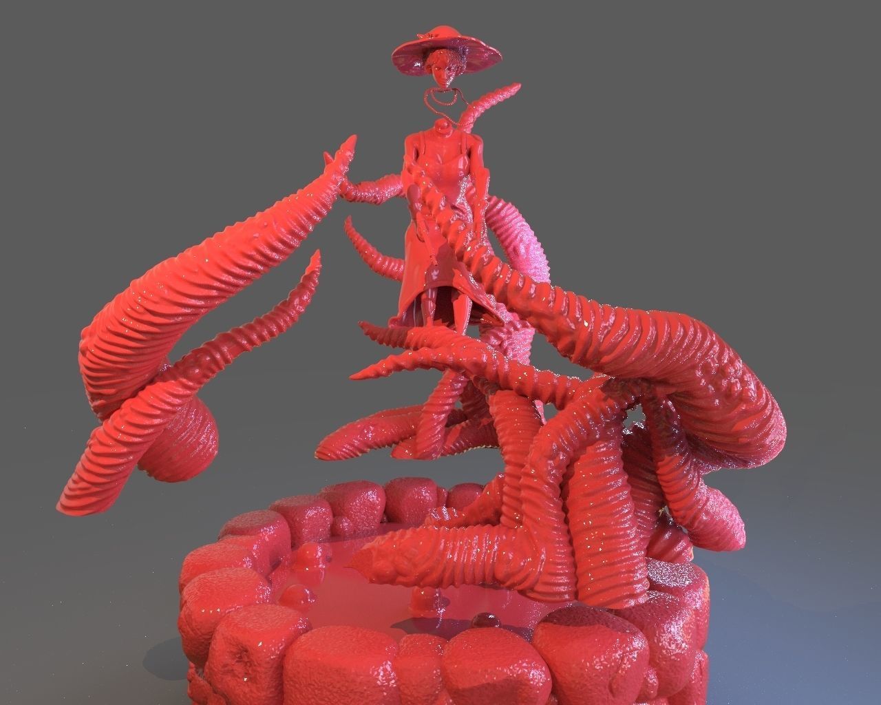 Jenny Barnes VS Dark Young Of Niggurath Diorama 3D print model_16
