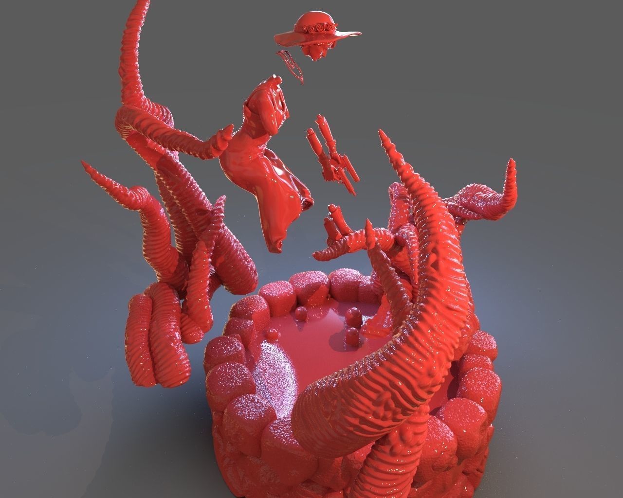 Jenny Barnes VS Dark Young Of Niggurath Diorama 3D print model_21