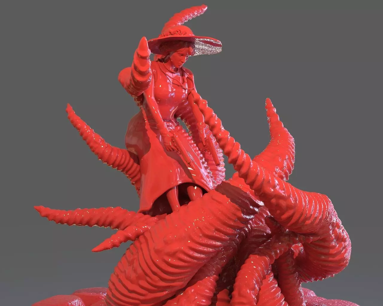 Jenny Barnes VS Dark Young Of Niggurath Diorama 3D print model_0
