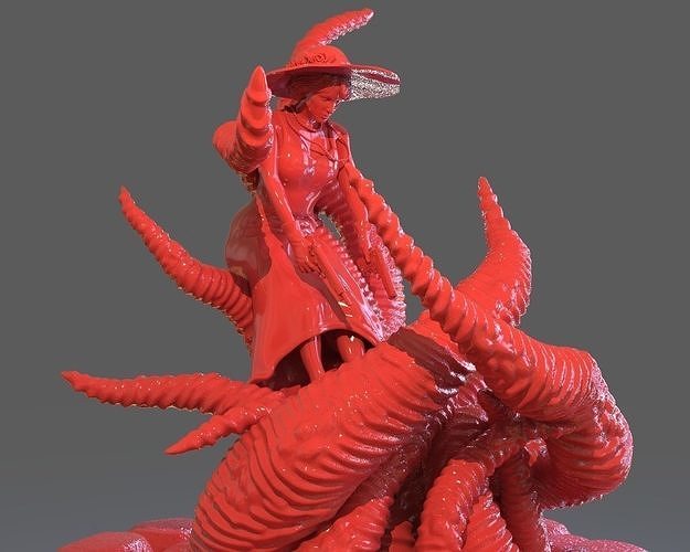 Jenny Barnes VS Dark Young Of Niggurath Diorama 3D print model
