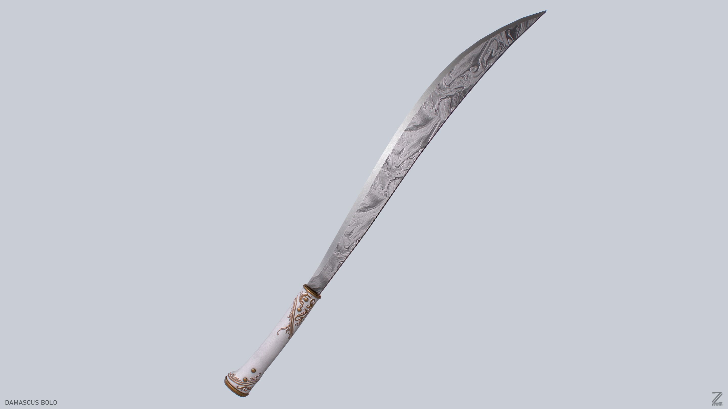 Damascus bolo Low-poly 3D model_5