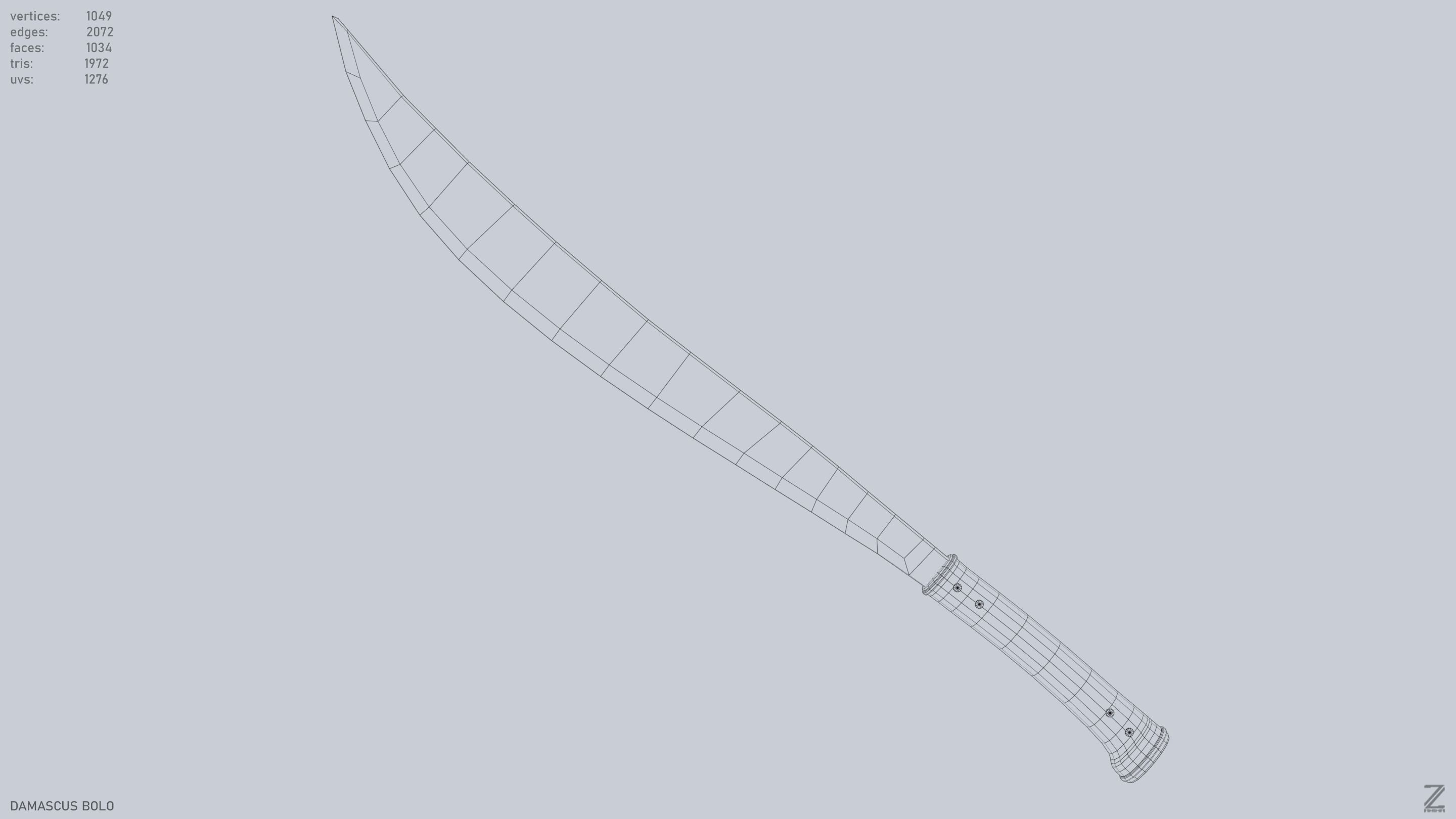 Damascus bolo Low-poly 3D model_4