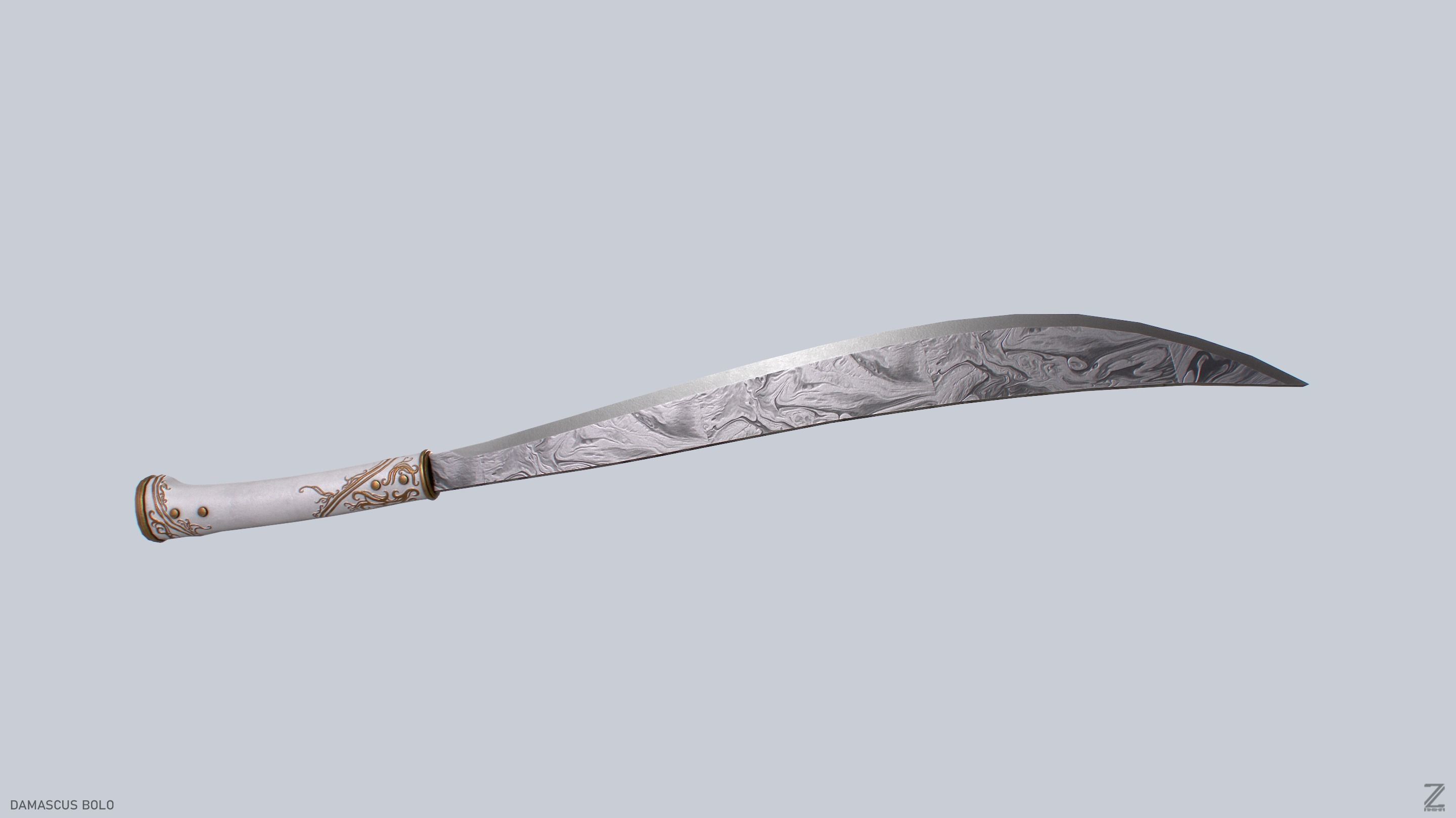 Damascus bolo Low-poly 3D model_7