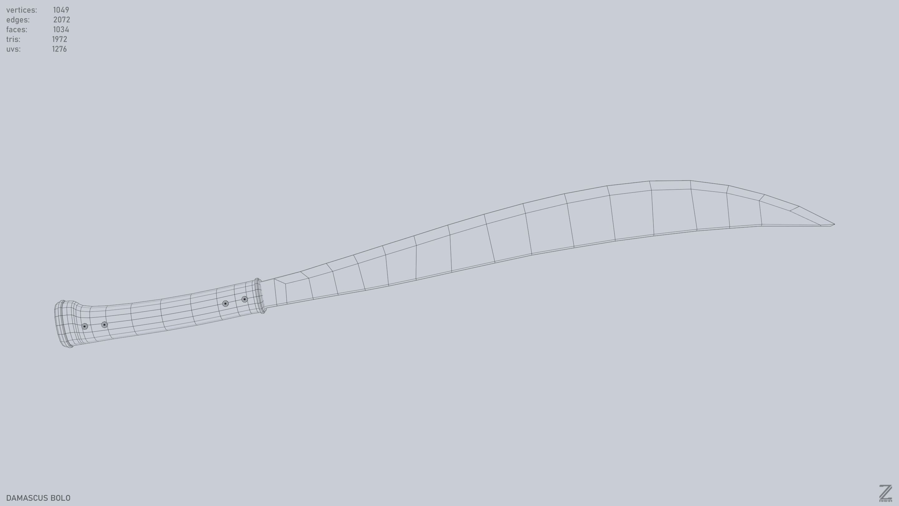 Damascus bolo Low-poly 3D model_12