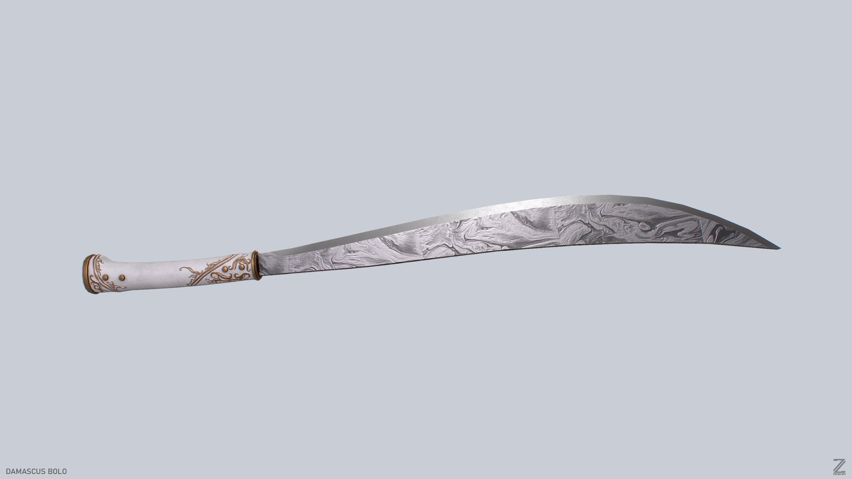 Damascus bolo Low-poly 3D model_2