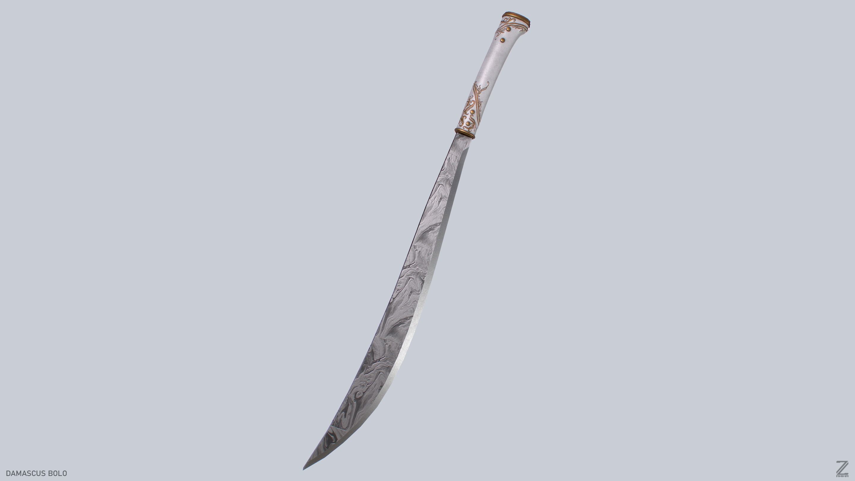 Damascus bolo Low-poly 3D model_6