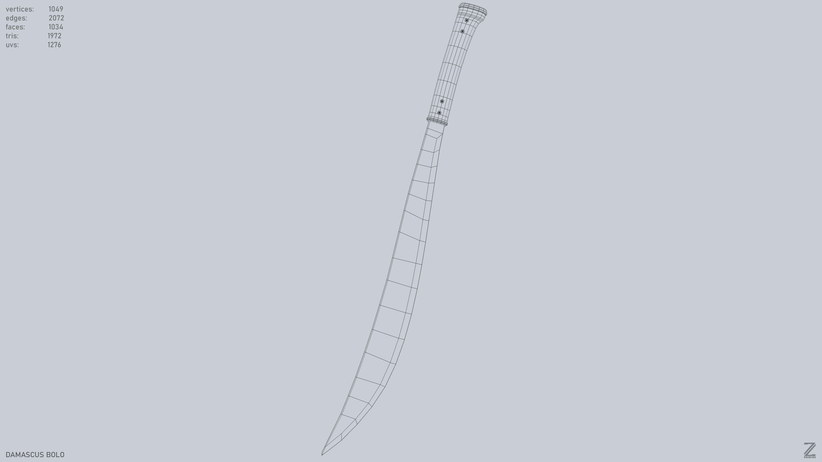 Damascus bolo Low-poly 3D model_13