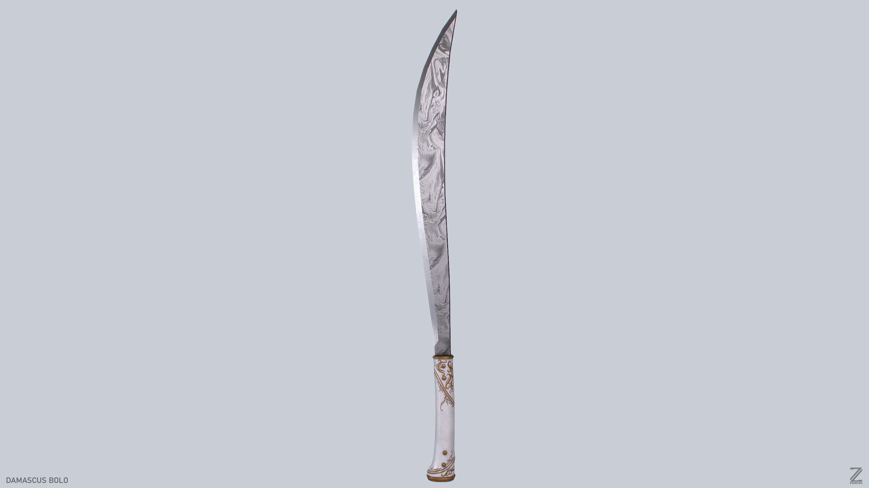 Damascus bolo Low-poly 3D model_8