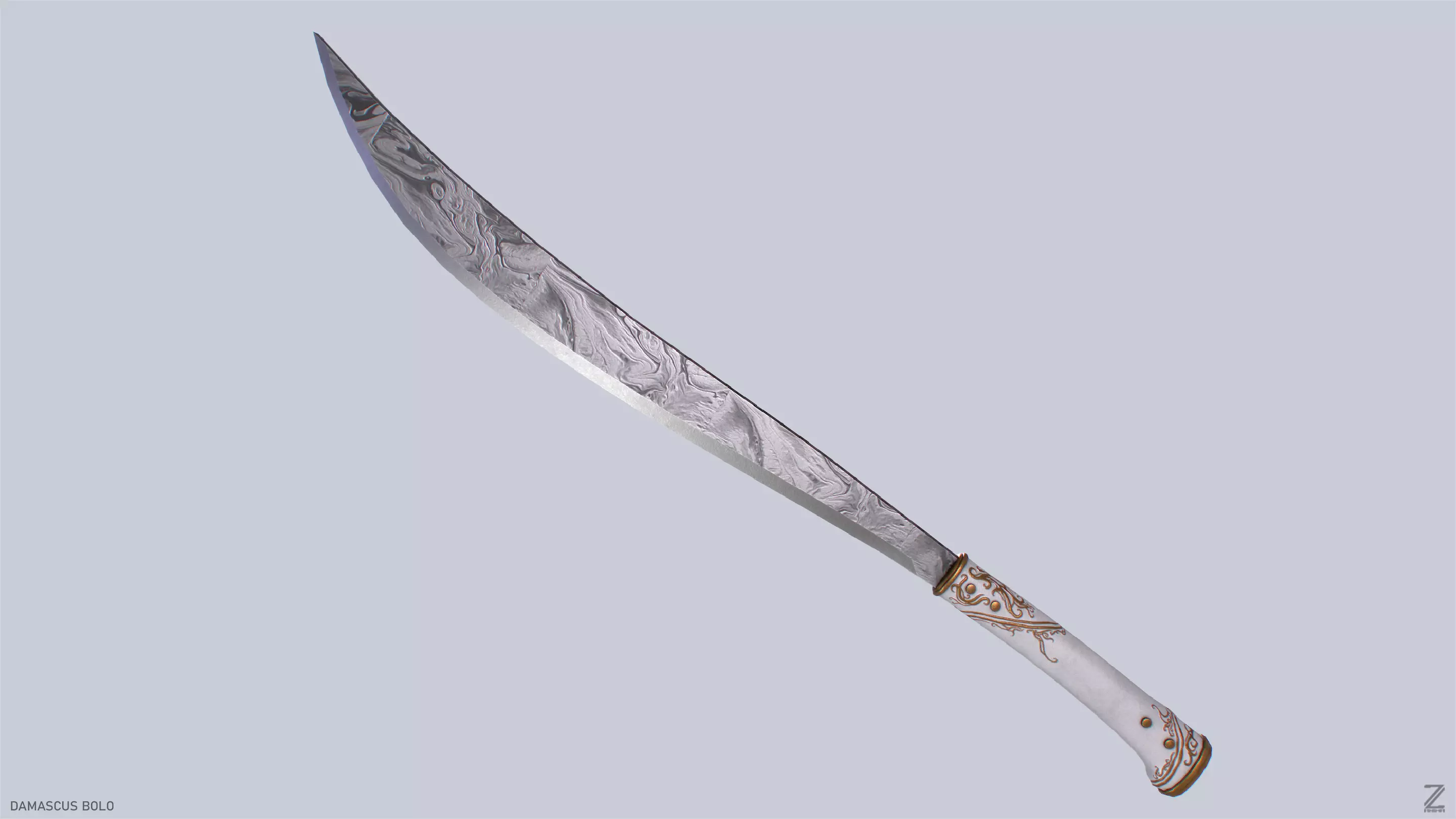 Damascus bolo Low-poly 3D model_0