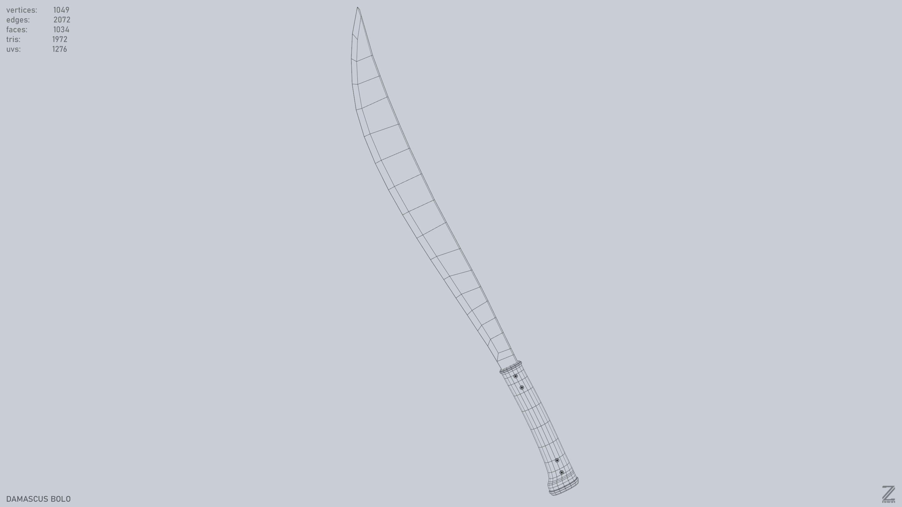 Damascus bolo Low-poly 3D model_11