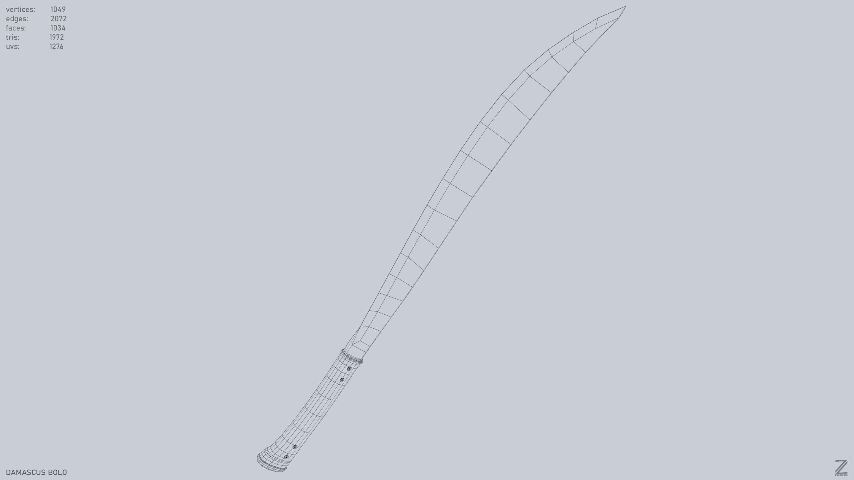 Damascus bolo Low-poly 3D model_15