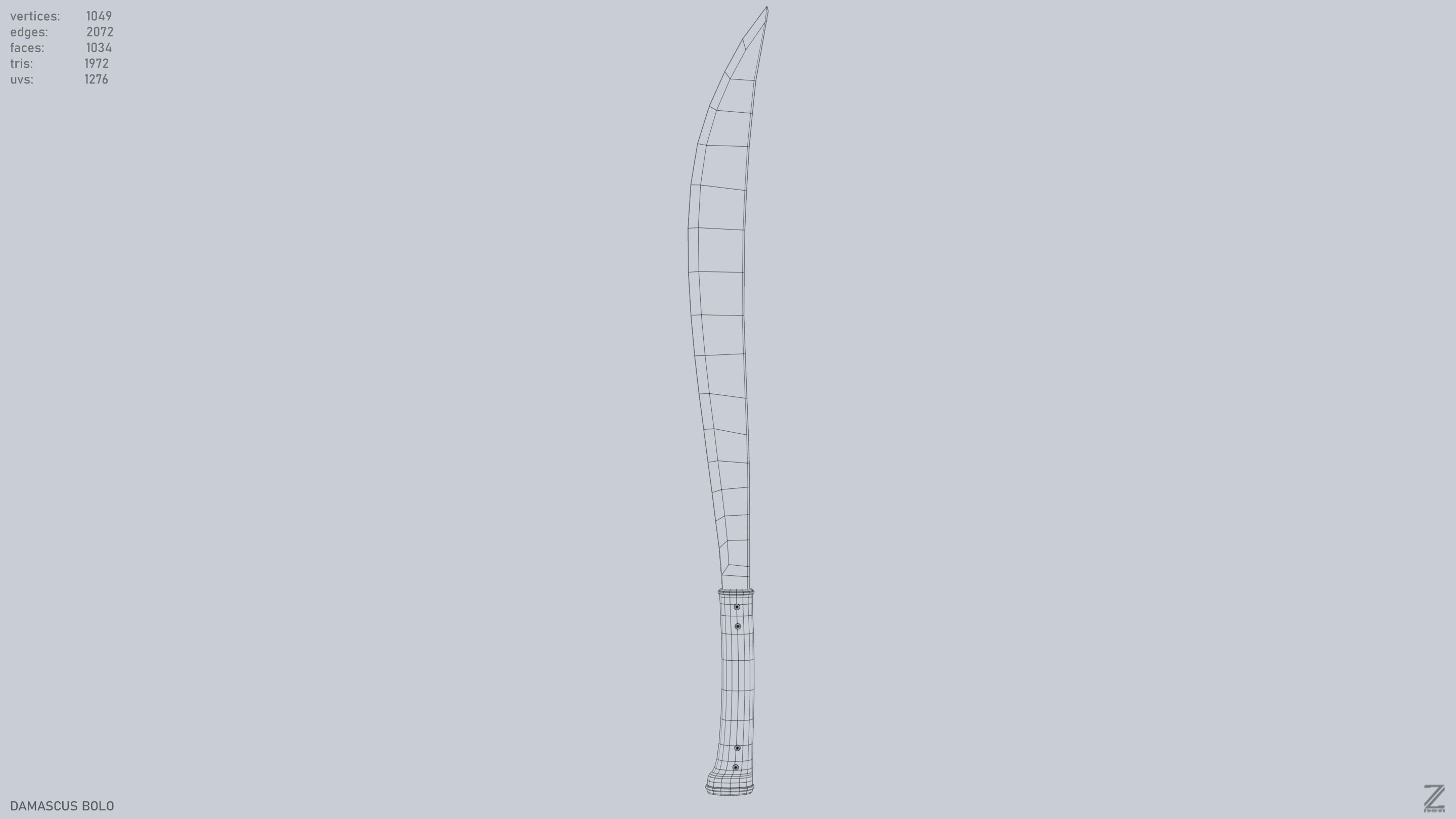 Damascus bolo Low-poly 3D model_10