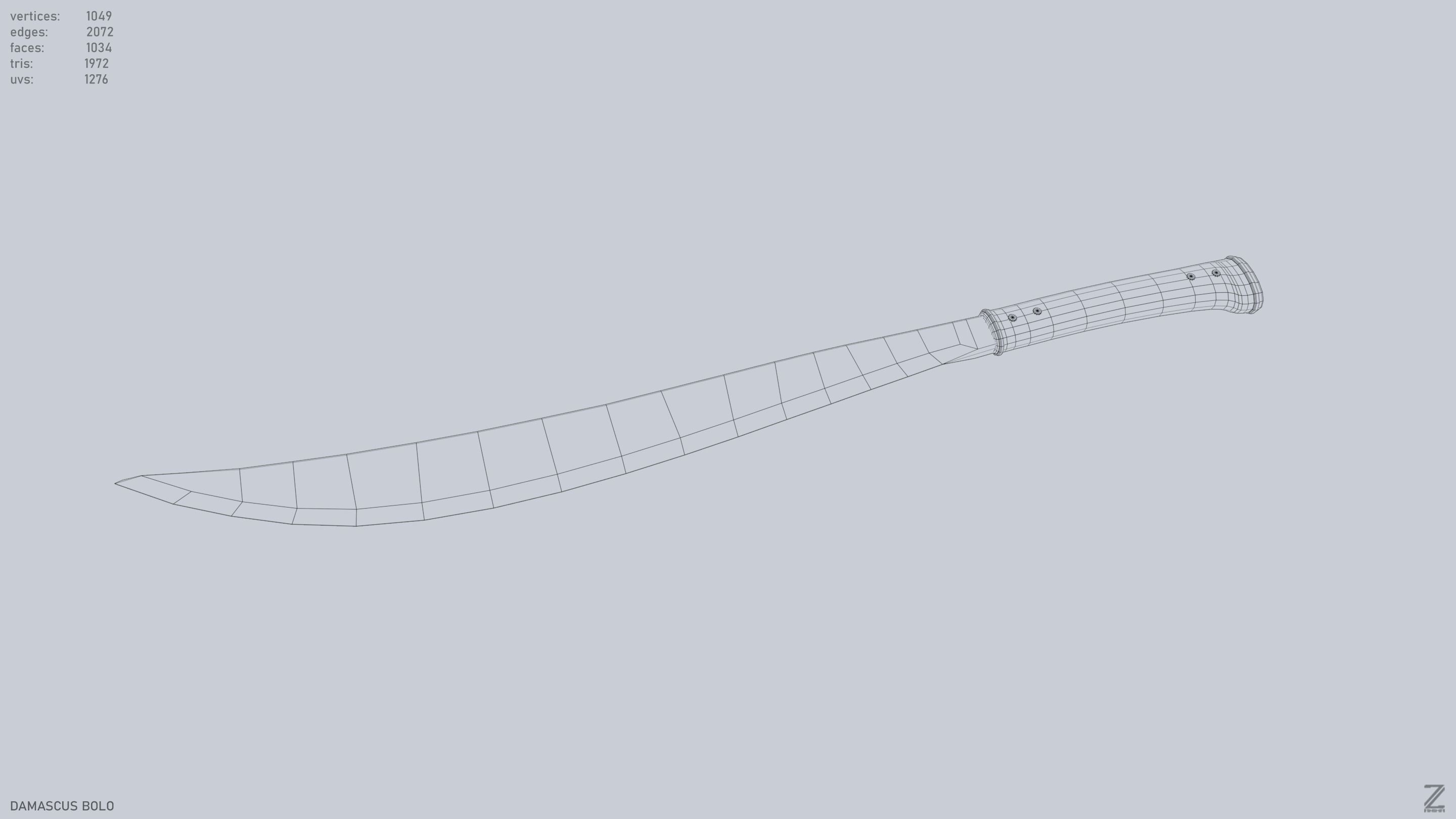 Damascus bolo Low-poly 3D model_14