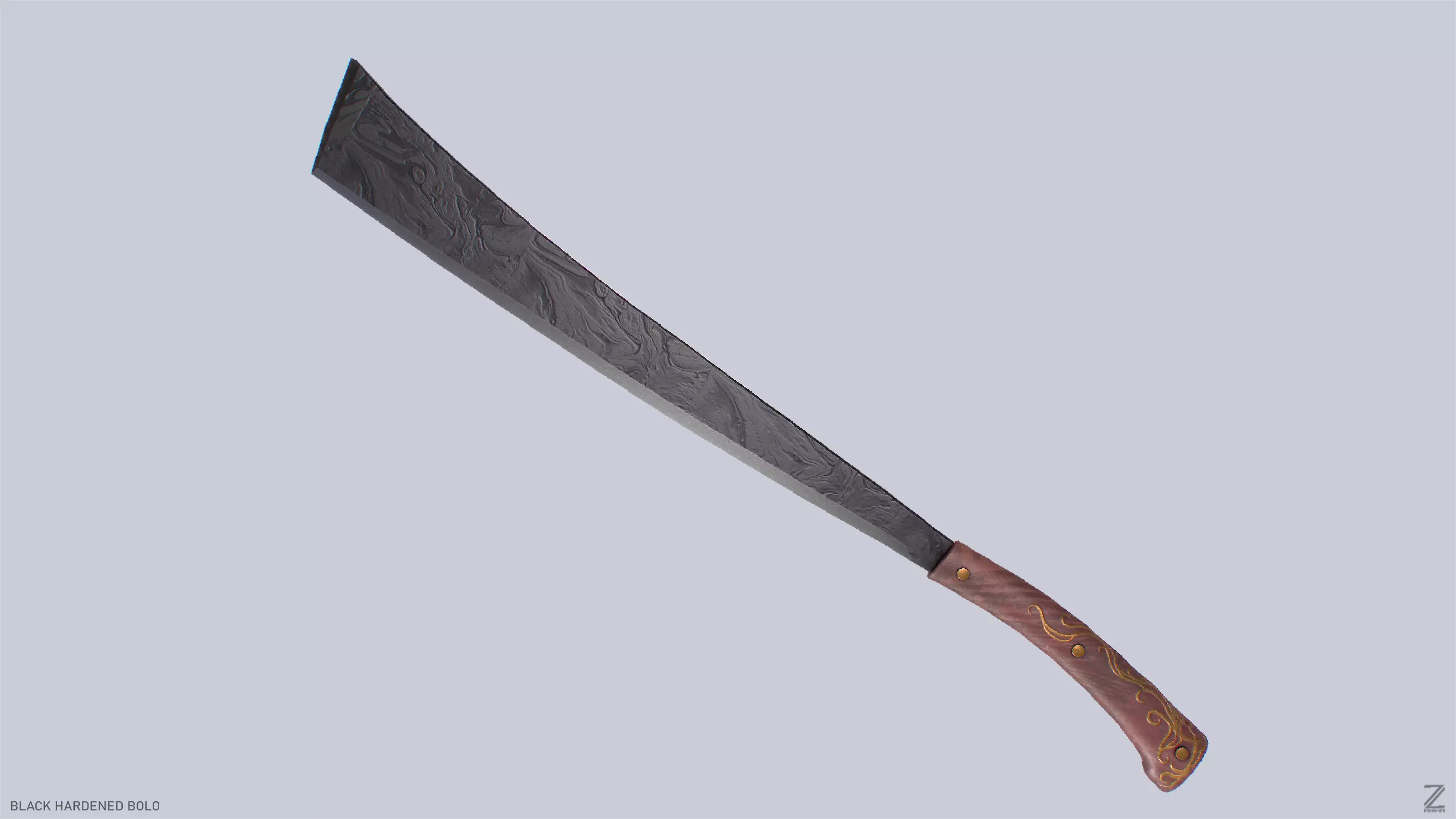 Black hardened bolo Low-poly 3D model