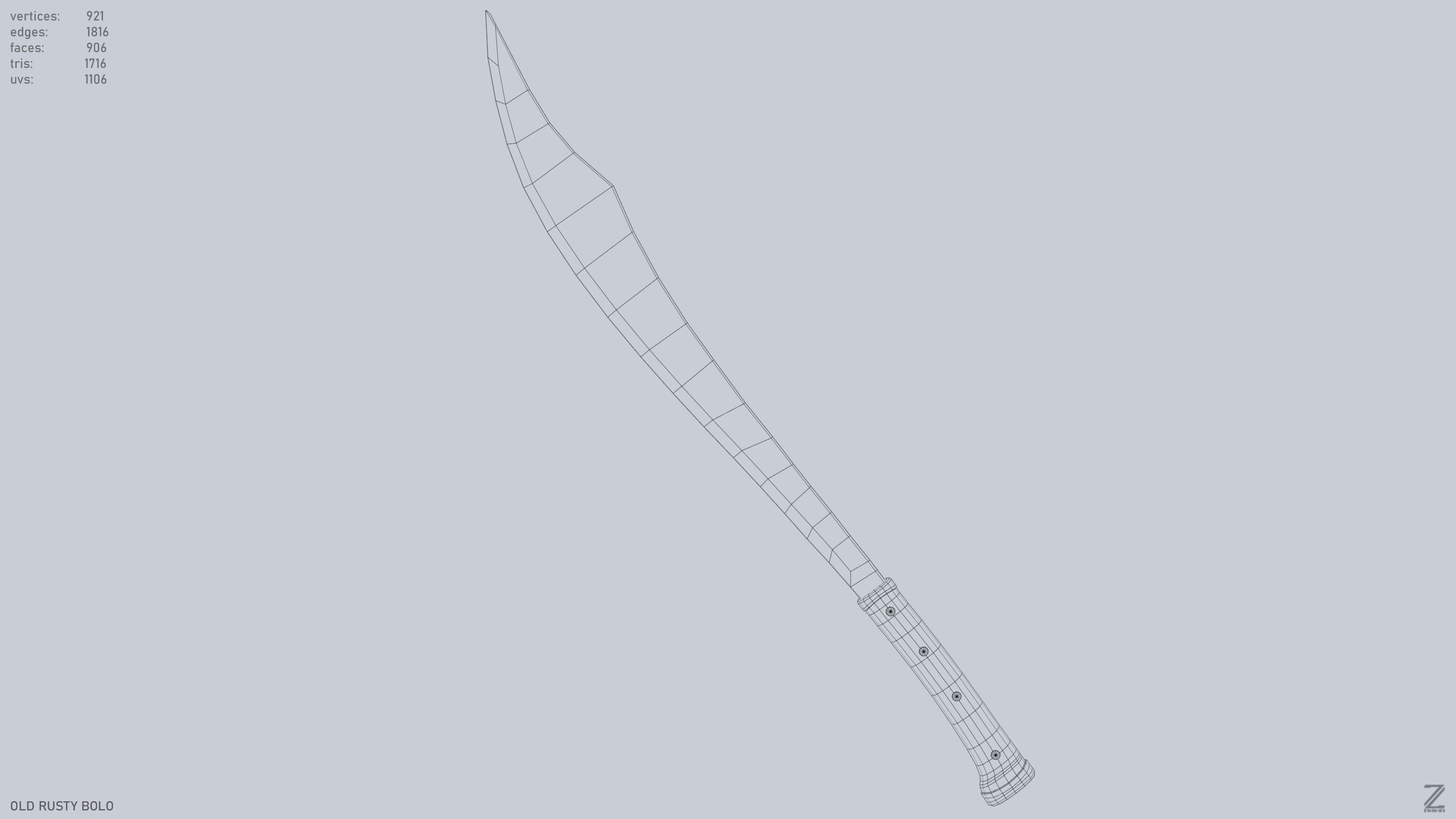 Old rusty bolo Low-poly 3D model_11