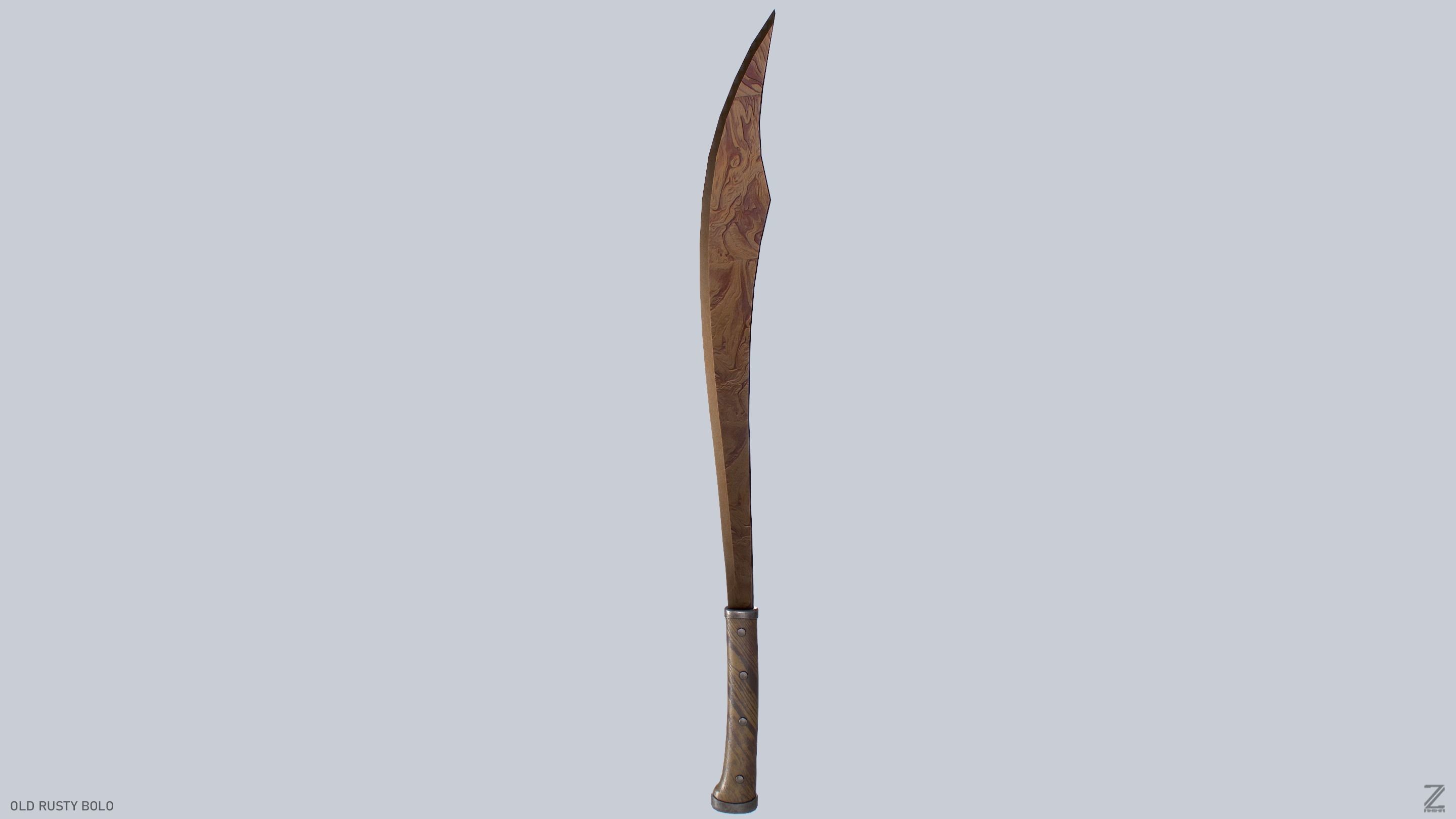 Old rusty bolo Low-poly 3D model_5