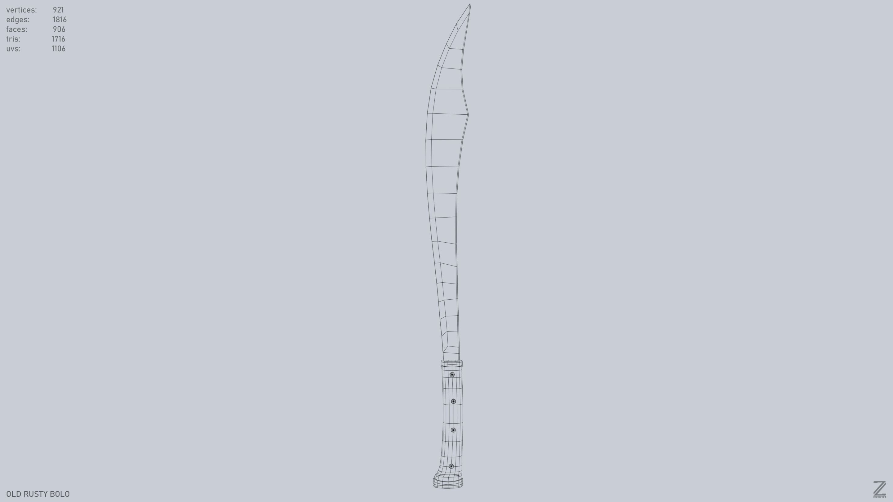 Old rusty bolo Low-poly 3D model_10