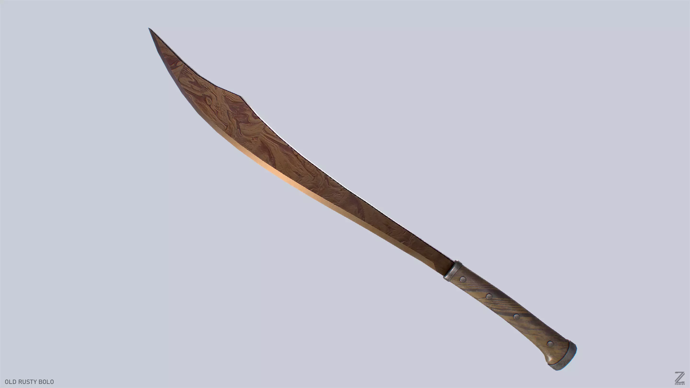 Old rusty bolo Low-poly 3D model_0