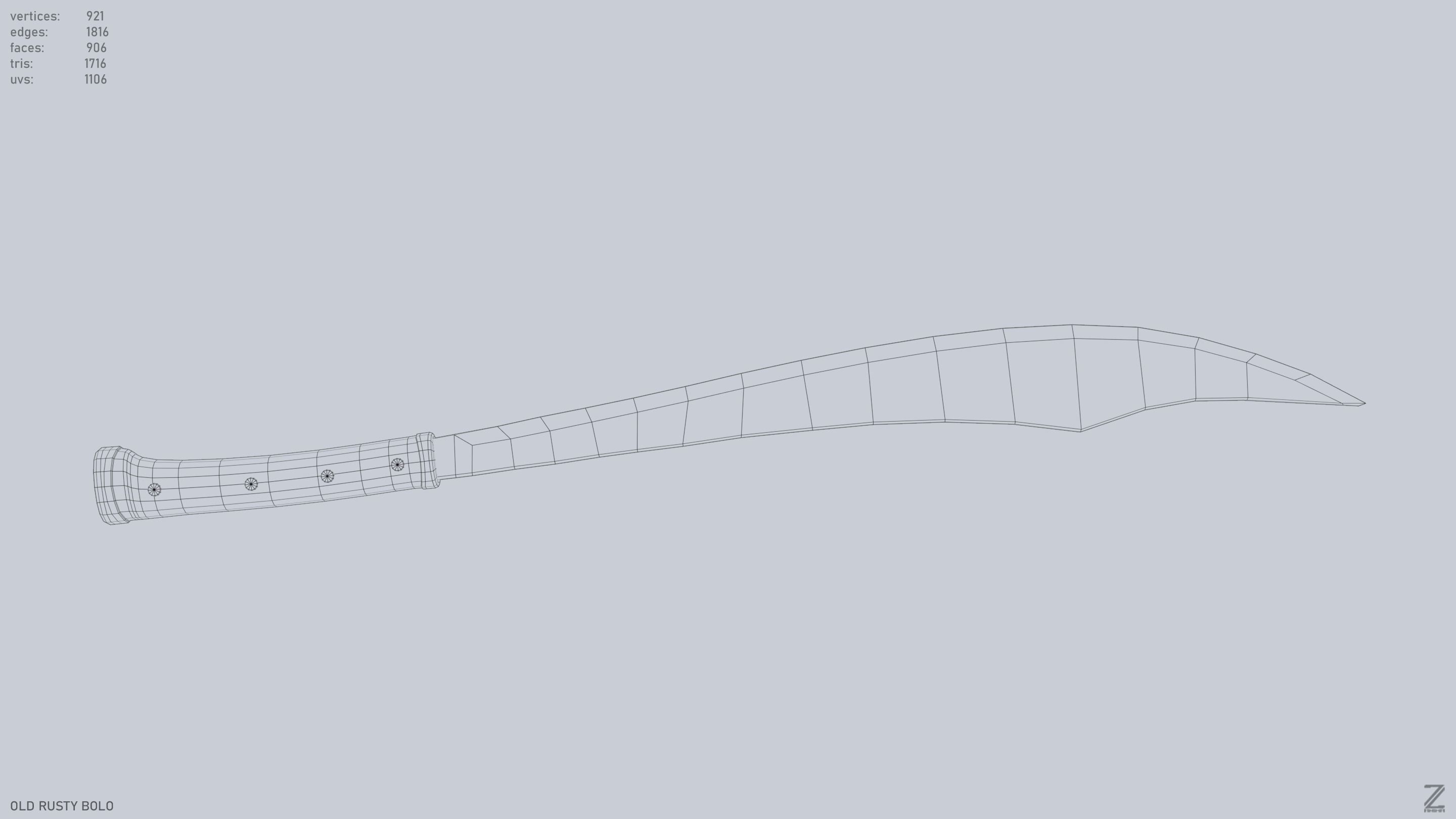 Old rusty bolo Low-poly 3D model_13