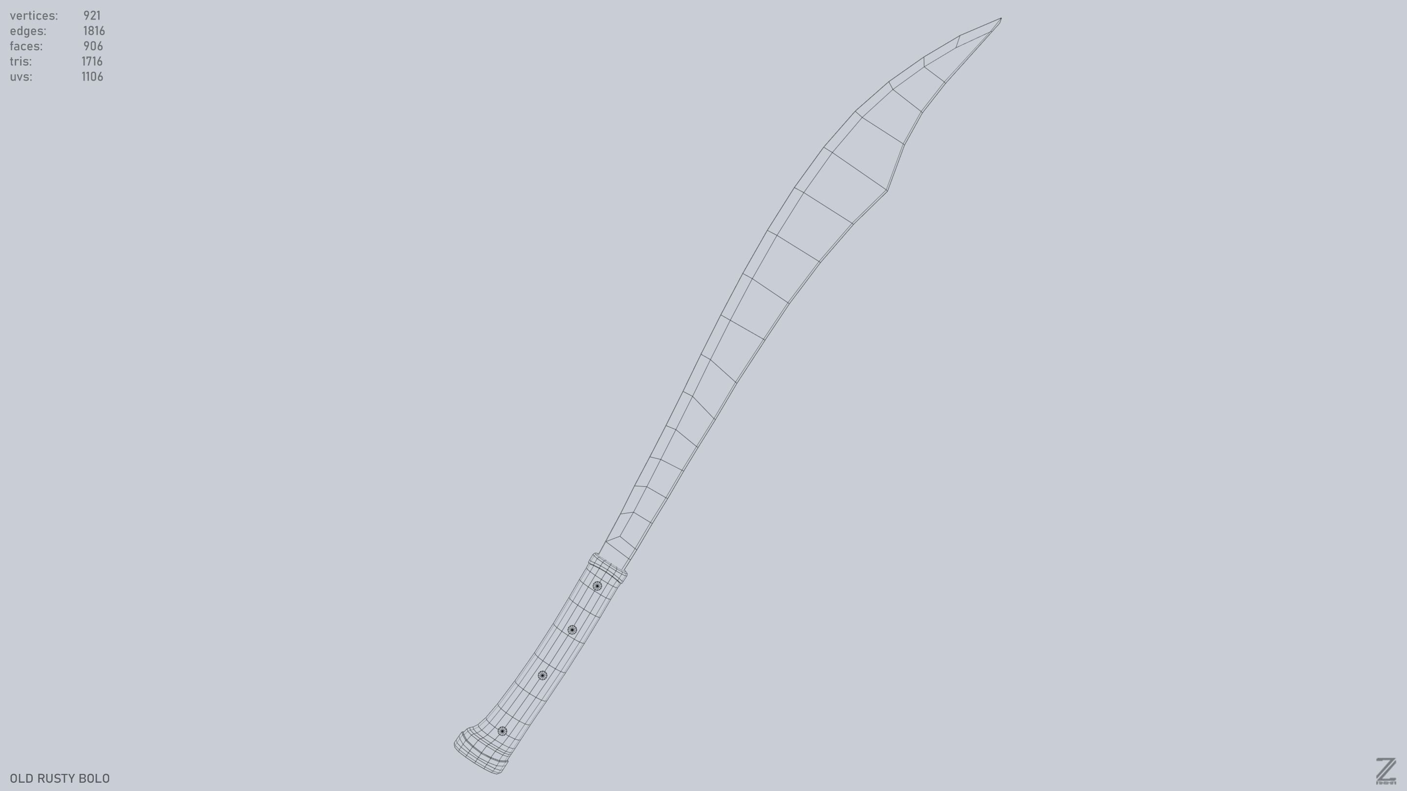 Old rusty bolo Low-poly 3D model_12