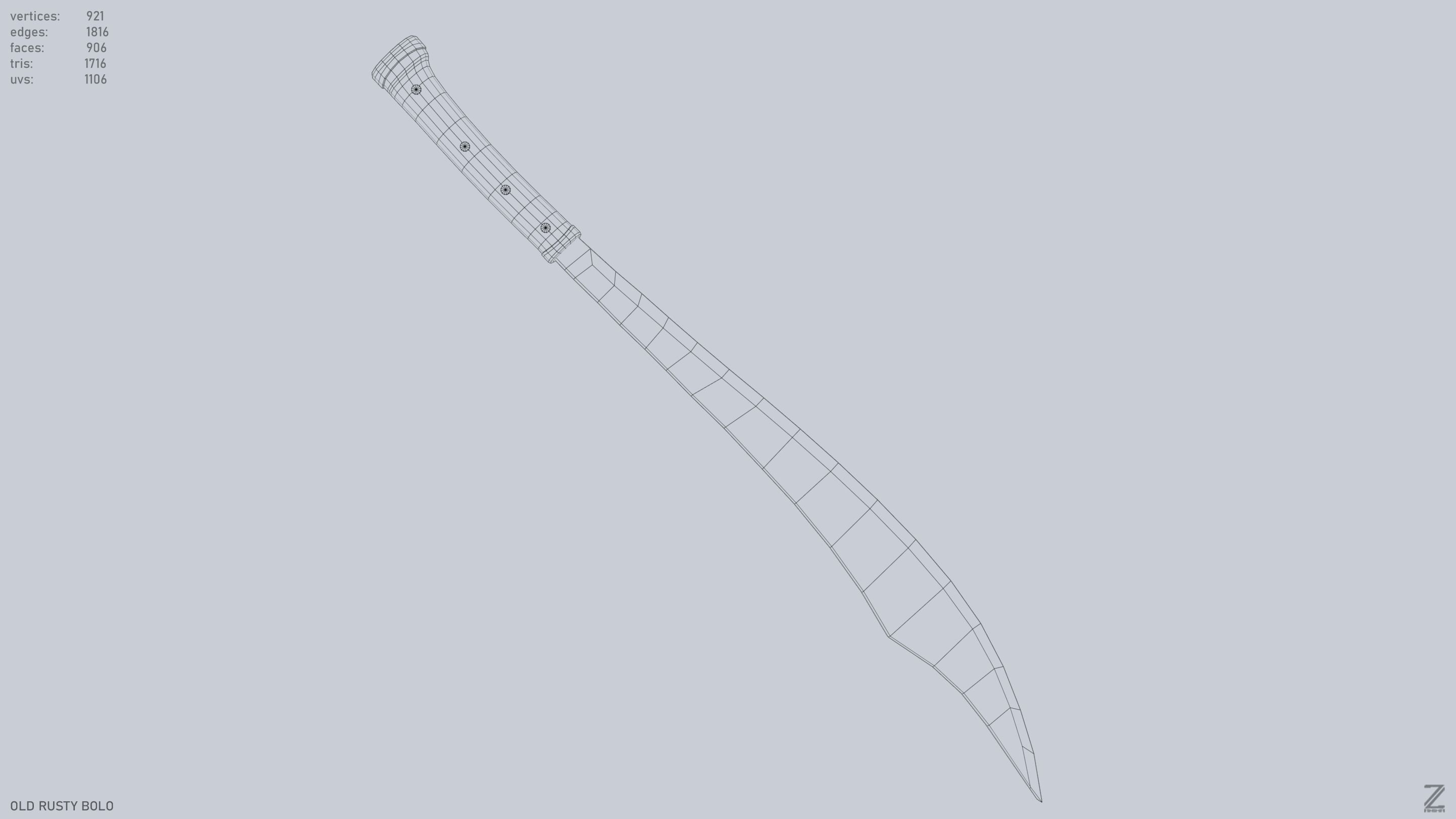 Old rusty bolo Low-poly 3D model_14