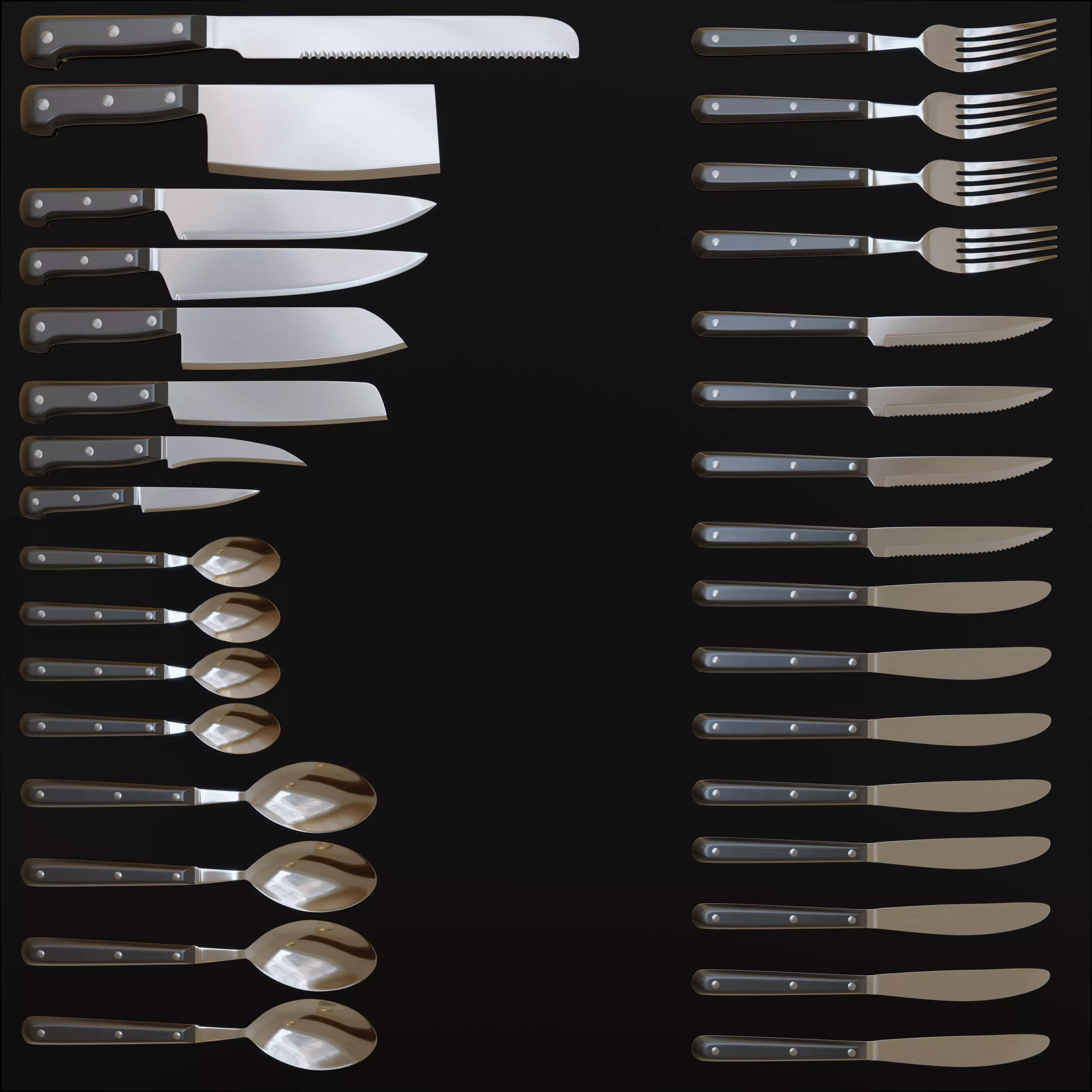 Kitchen Knives and Cutlery Pack Free 3D model