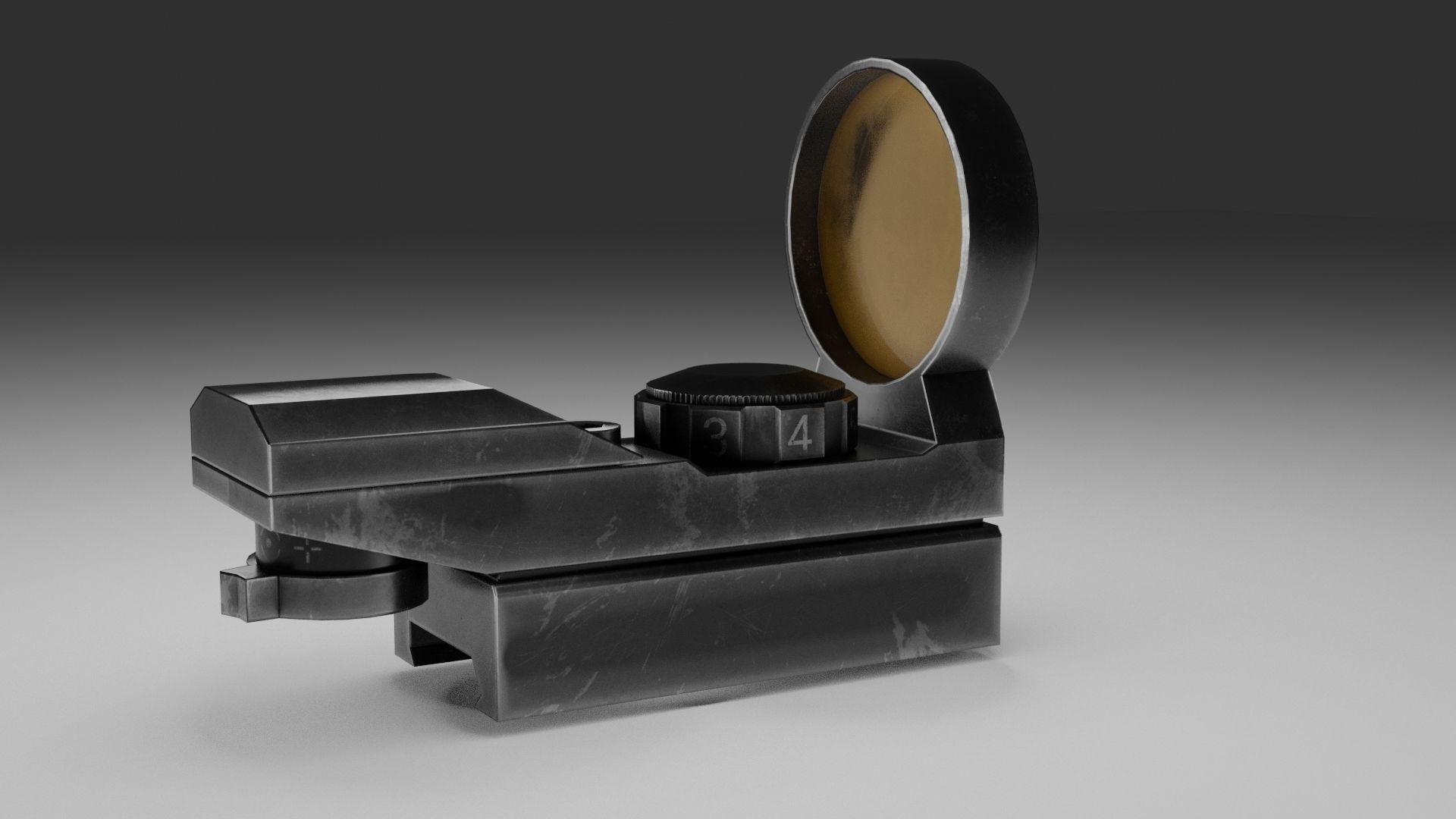 Circular Reflex Optic Reddot Sight Low-poly 3D model_6