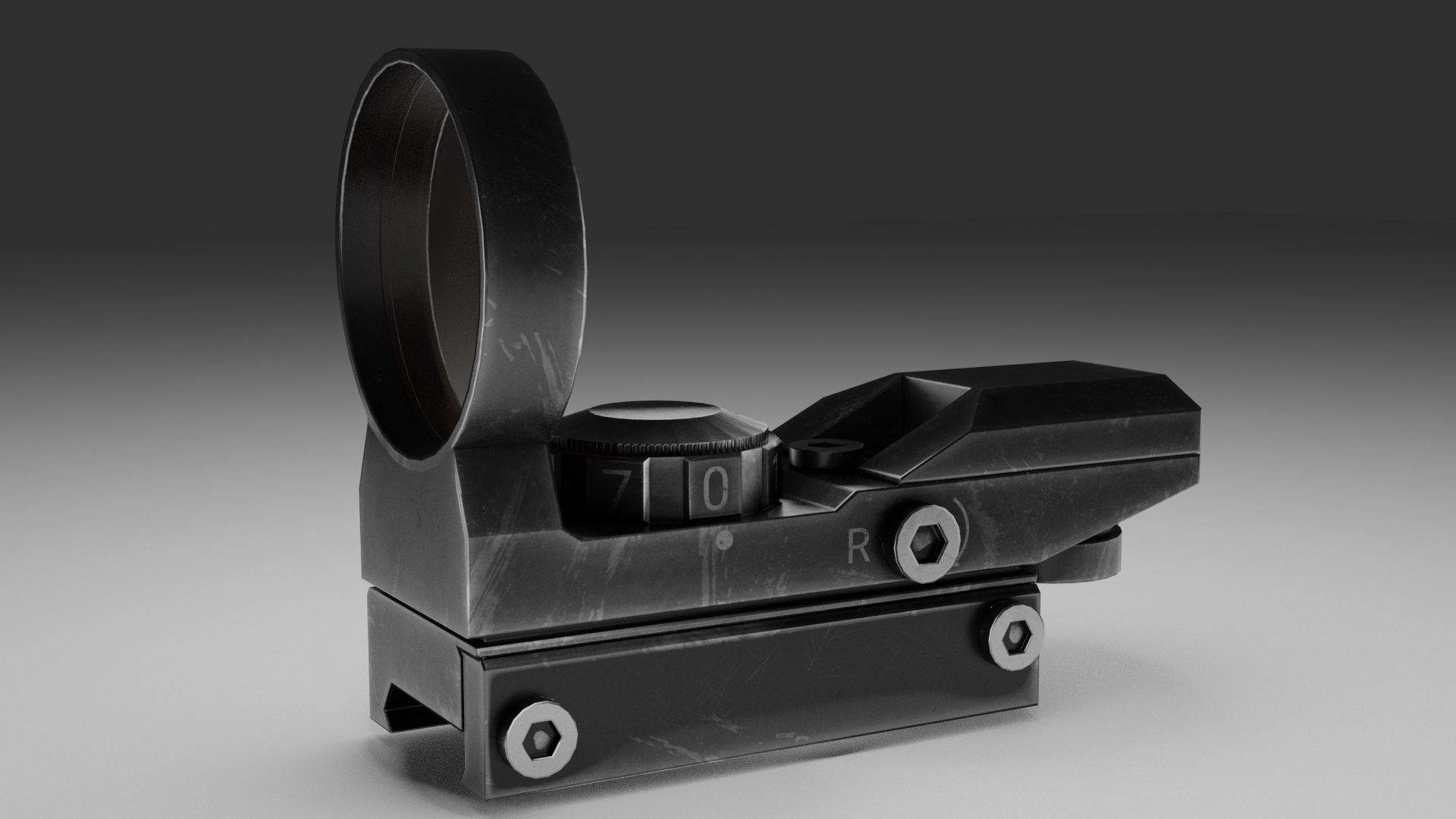 Circular Reflex Optic Reddot Sight Low-poly 3D model_4