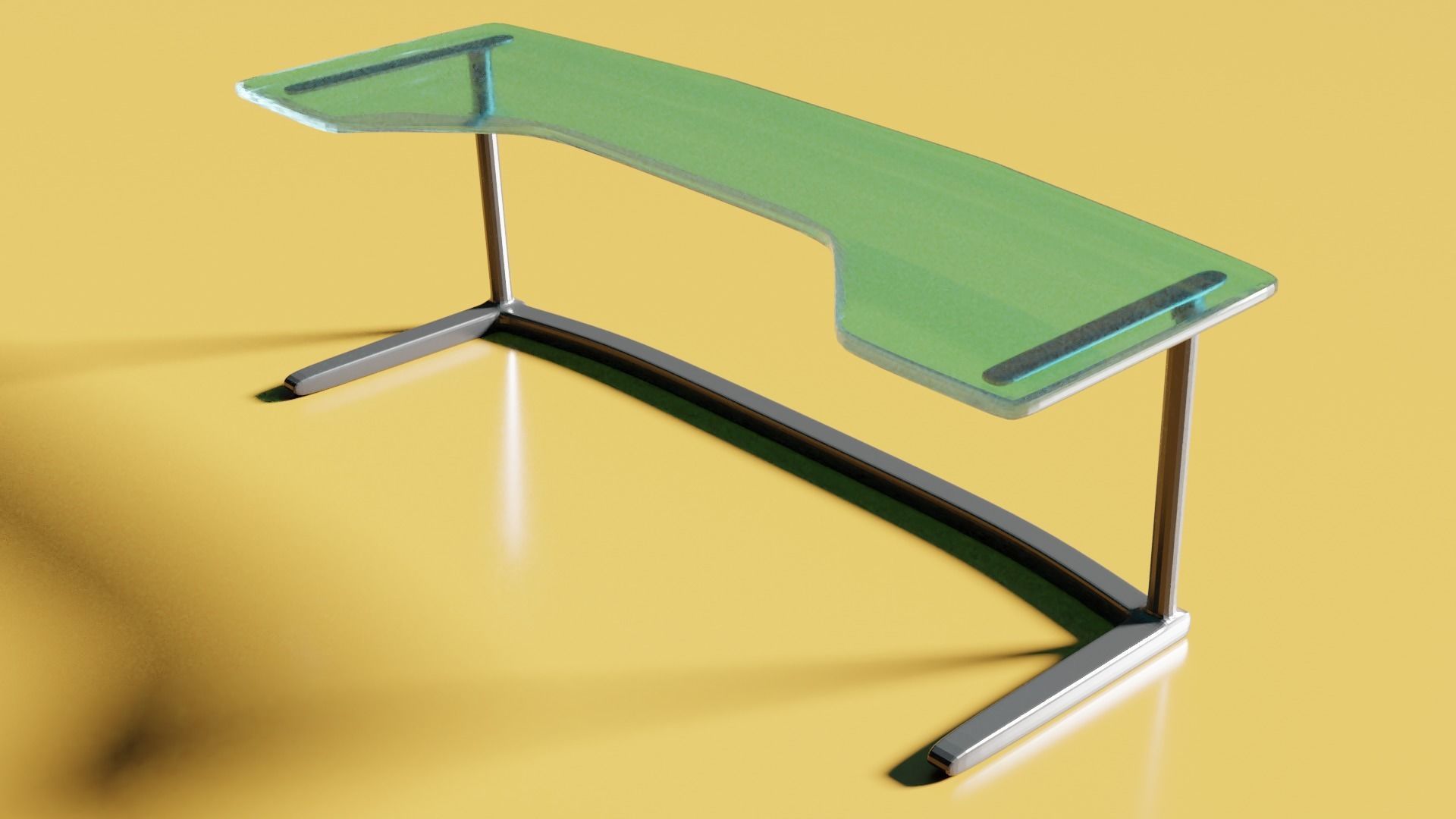 Glass Computer Desk Free low-poly 3D model_1