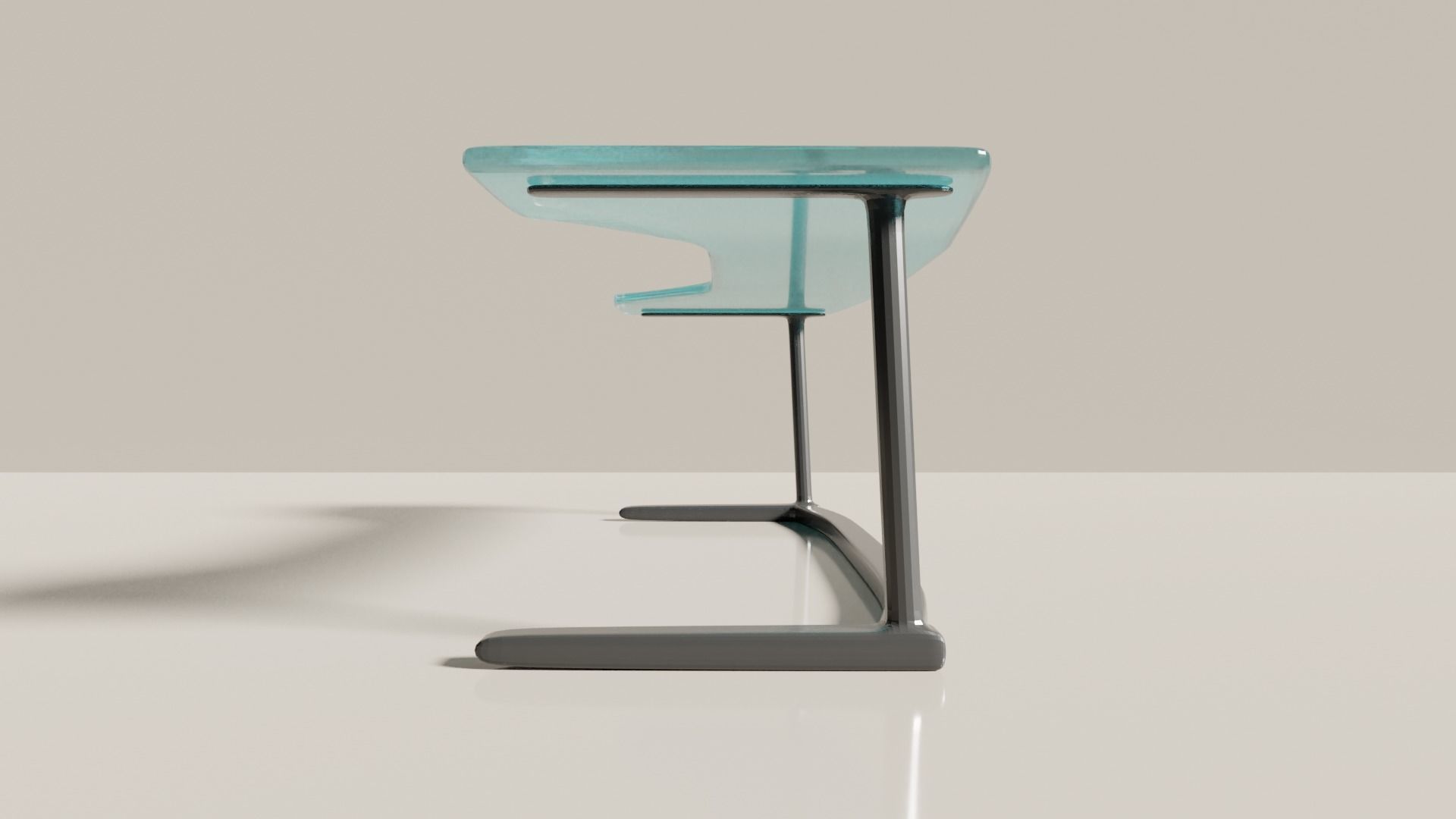 Glass Computer Desk Free low-poly 3D model_4