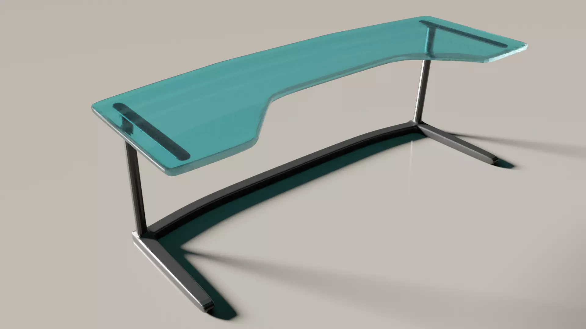 Glass Computer Desk Free low-poly 3D model_0