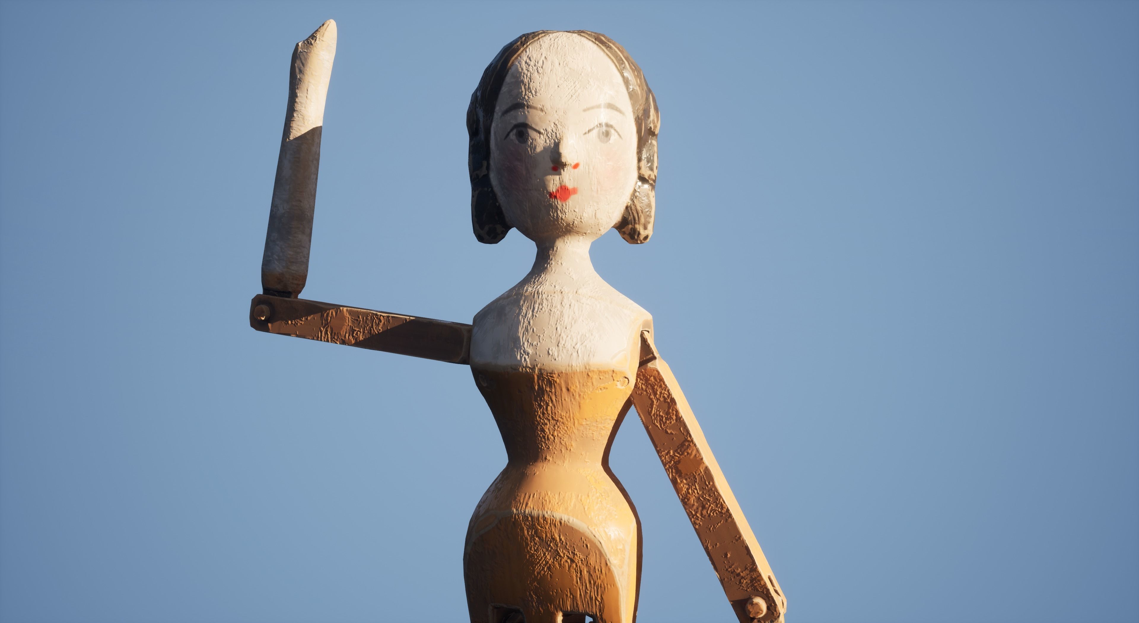 Peg Wooden Doll Toy - PBR - UE5 Low-poly 3D model_3