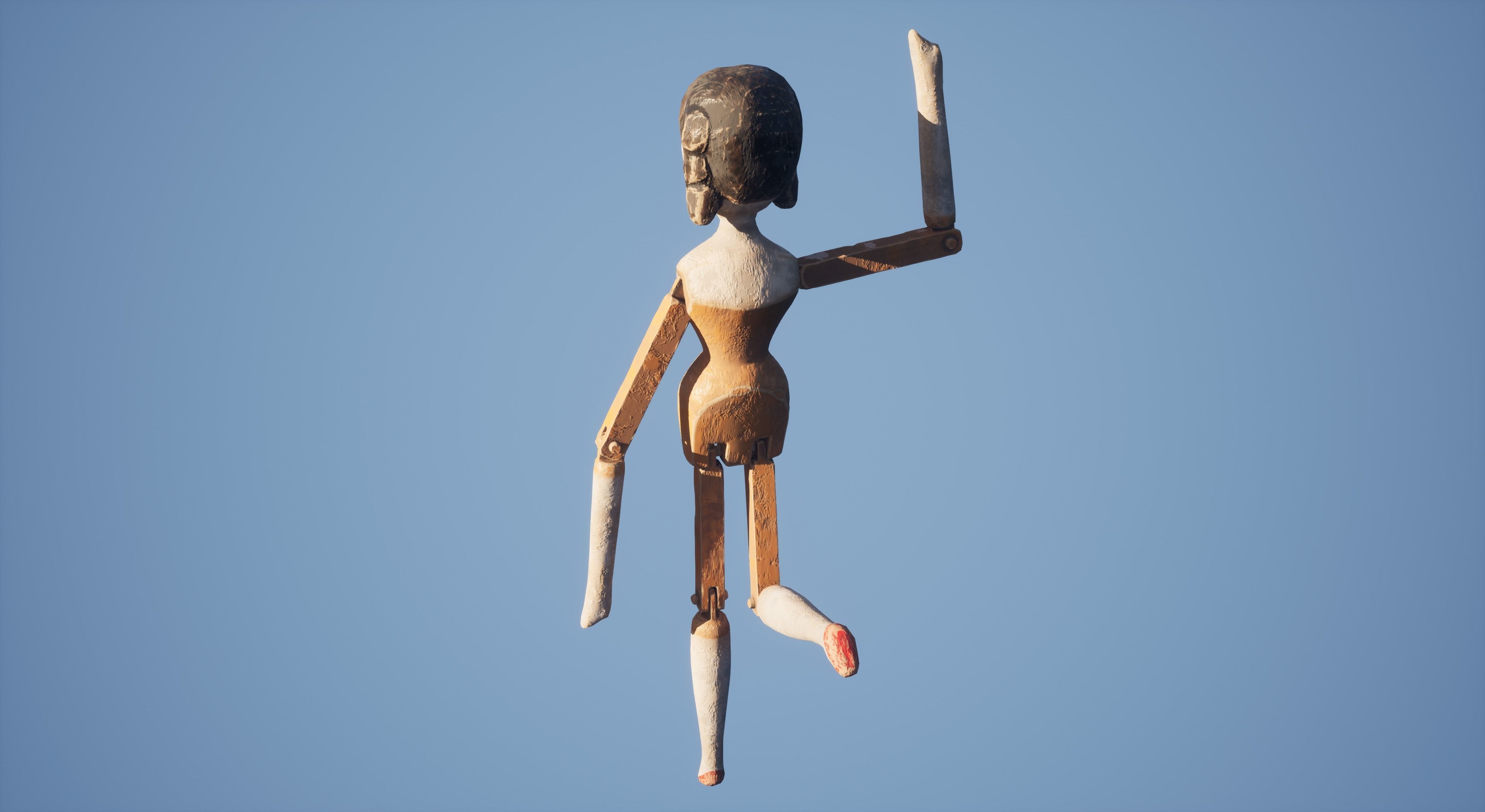 Peg Wooden Doll Toy - PBR - UE5 Low-poly 3D model_1