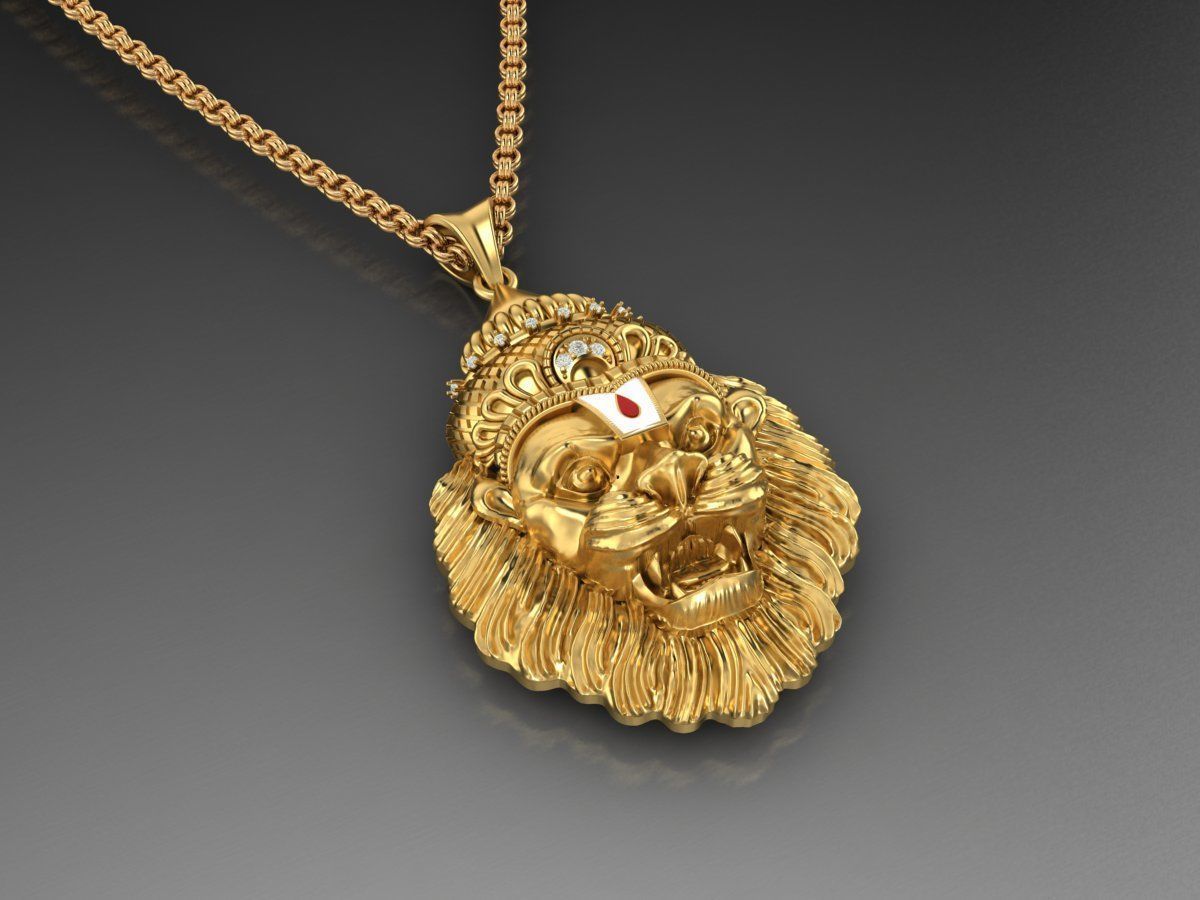 PENDANTS gold lion pendant 3D print model_4